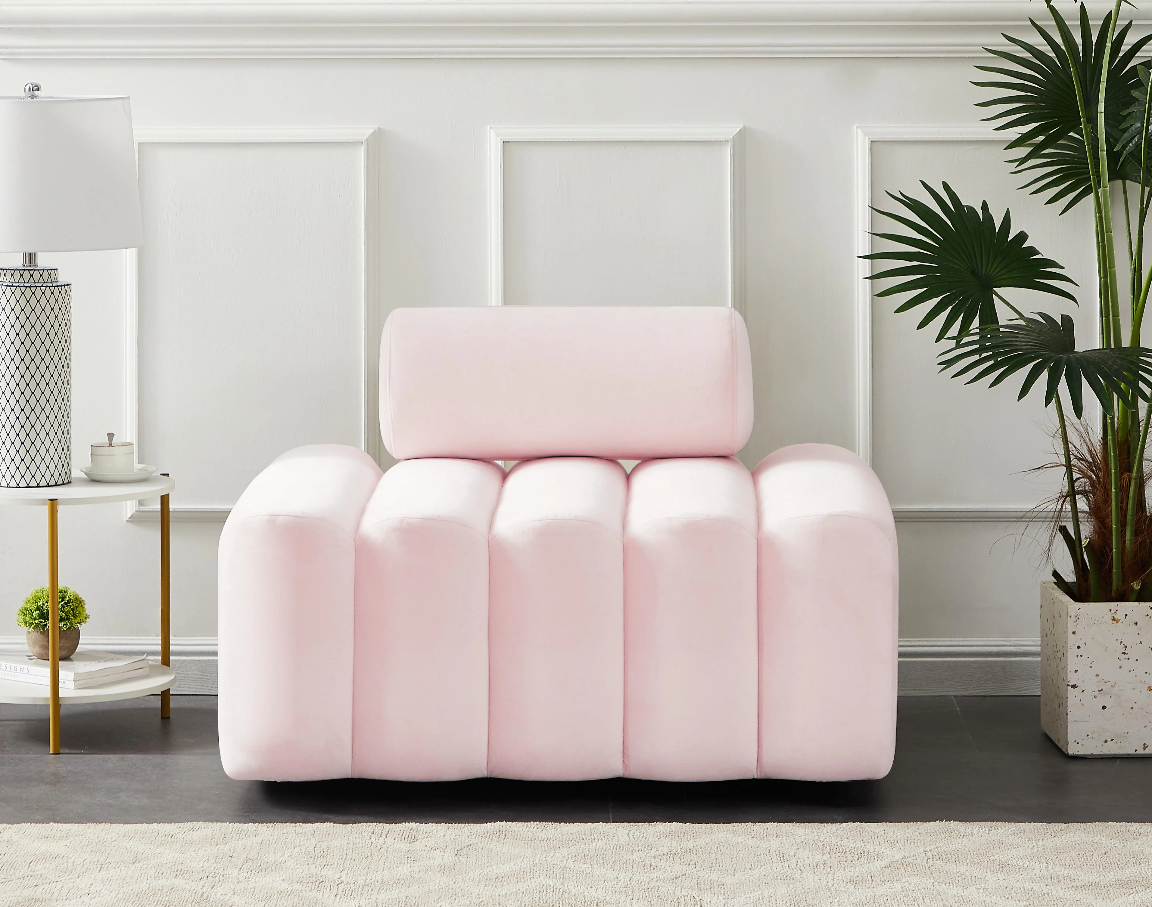 Melody Pink Velvet Chair - Image 2