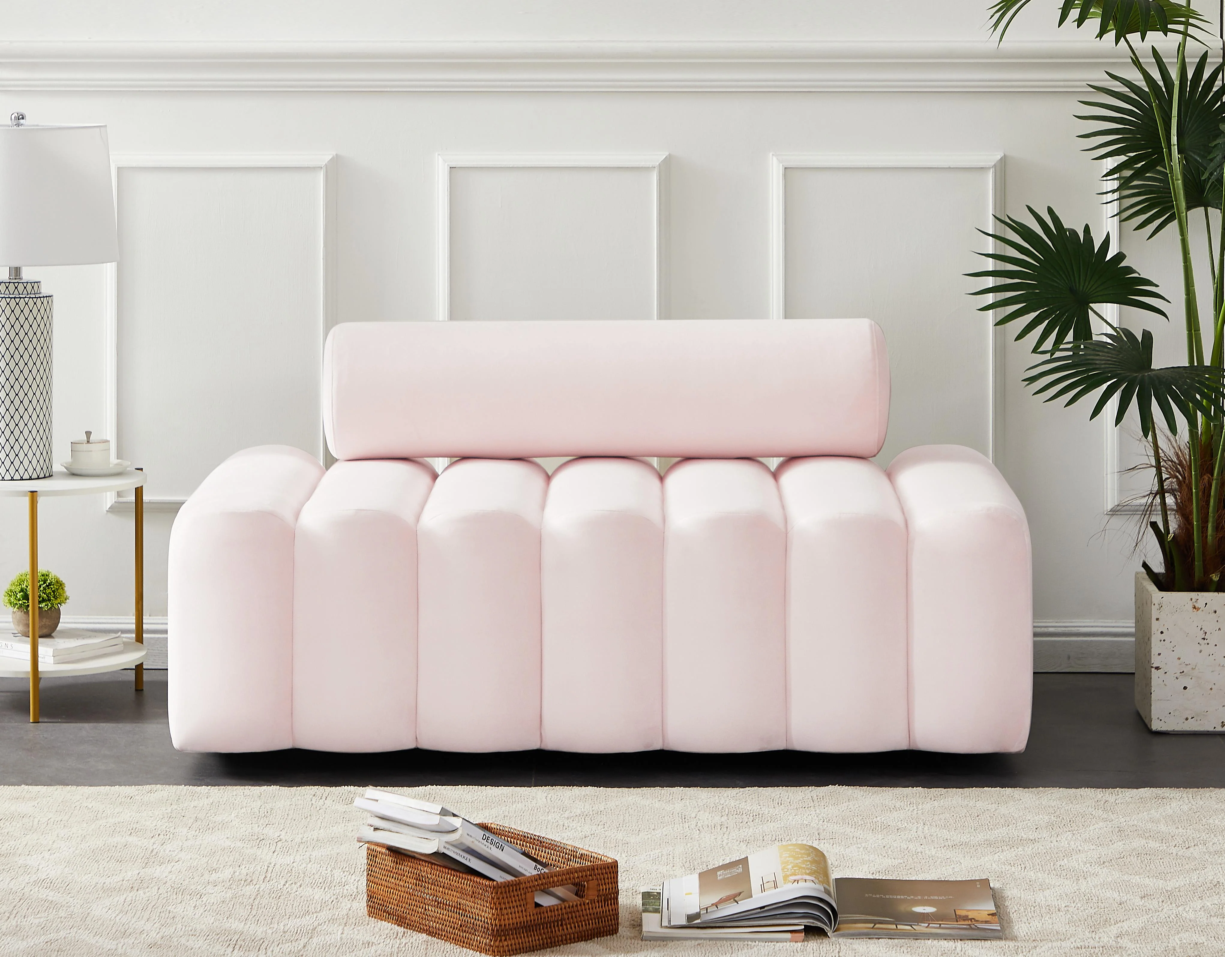 Melody Pink Velvet Loveseat - Image 2