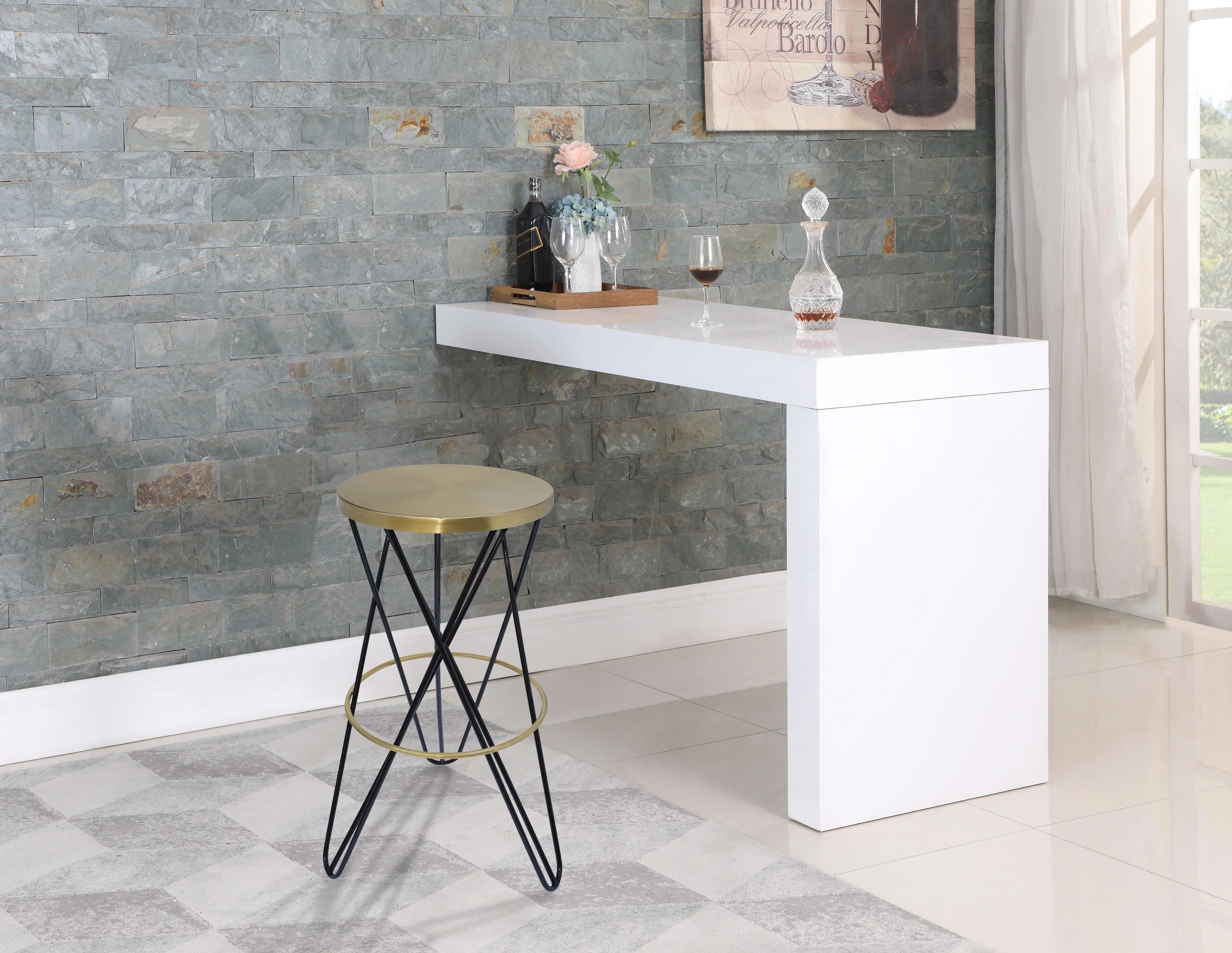 Mercury Black / Gold Bar Stool - Image 2