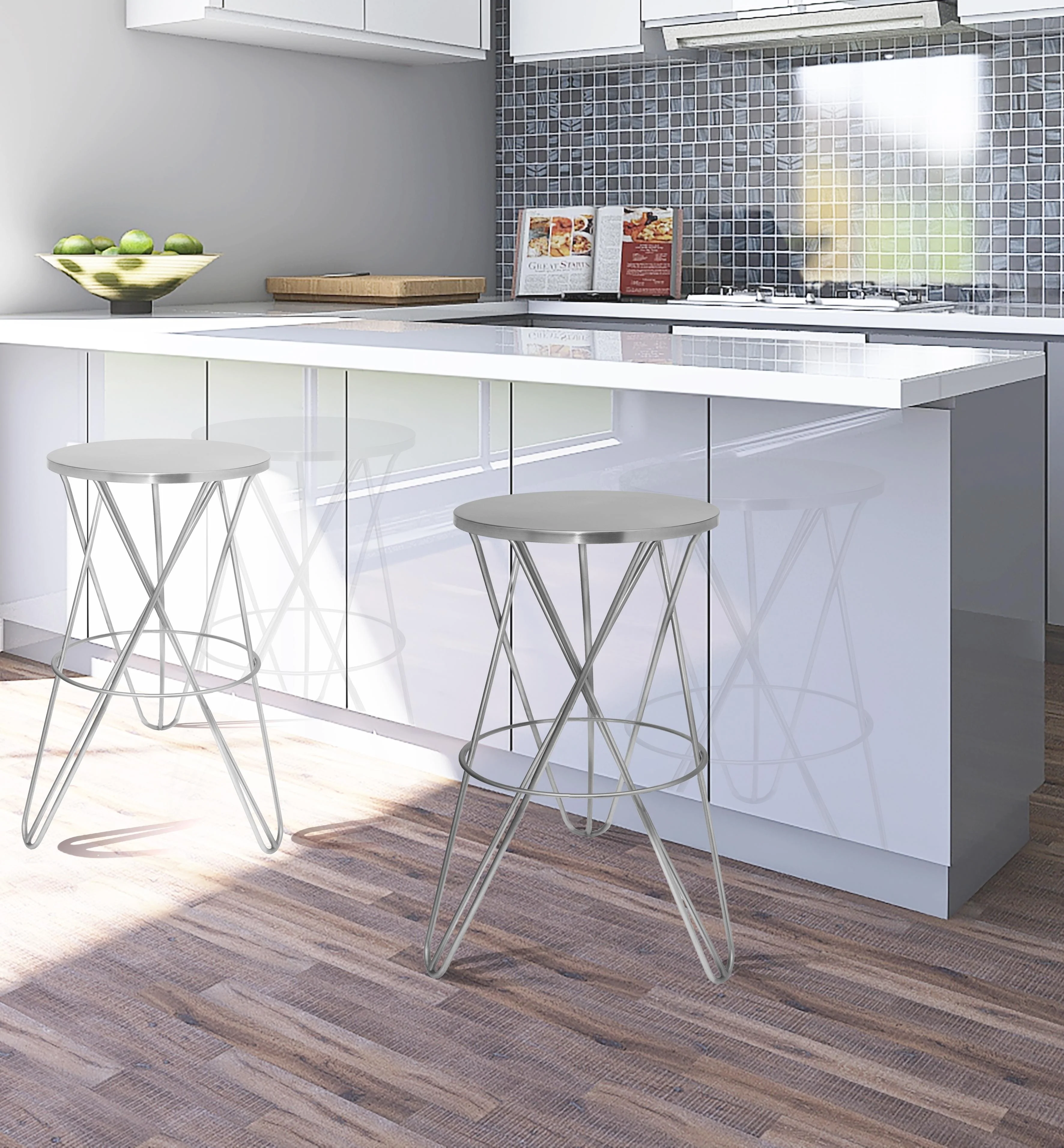Mercury Silver Counter Stool - Image 2
