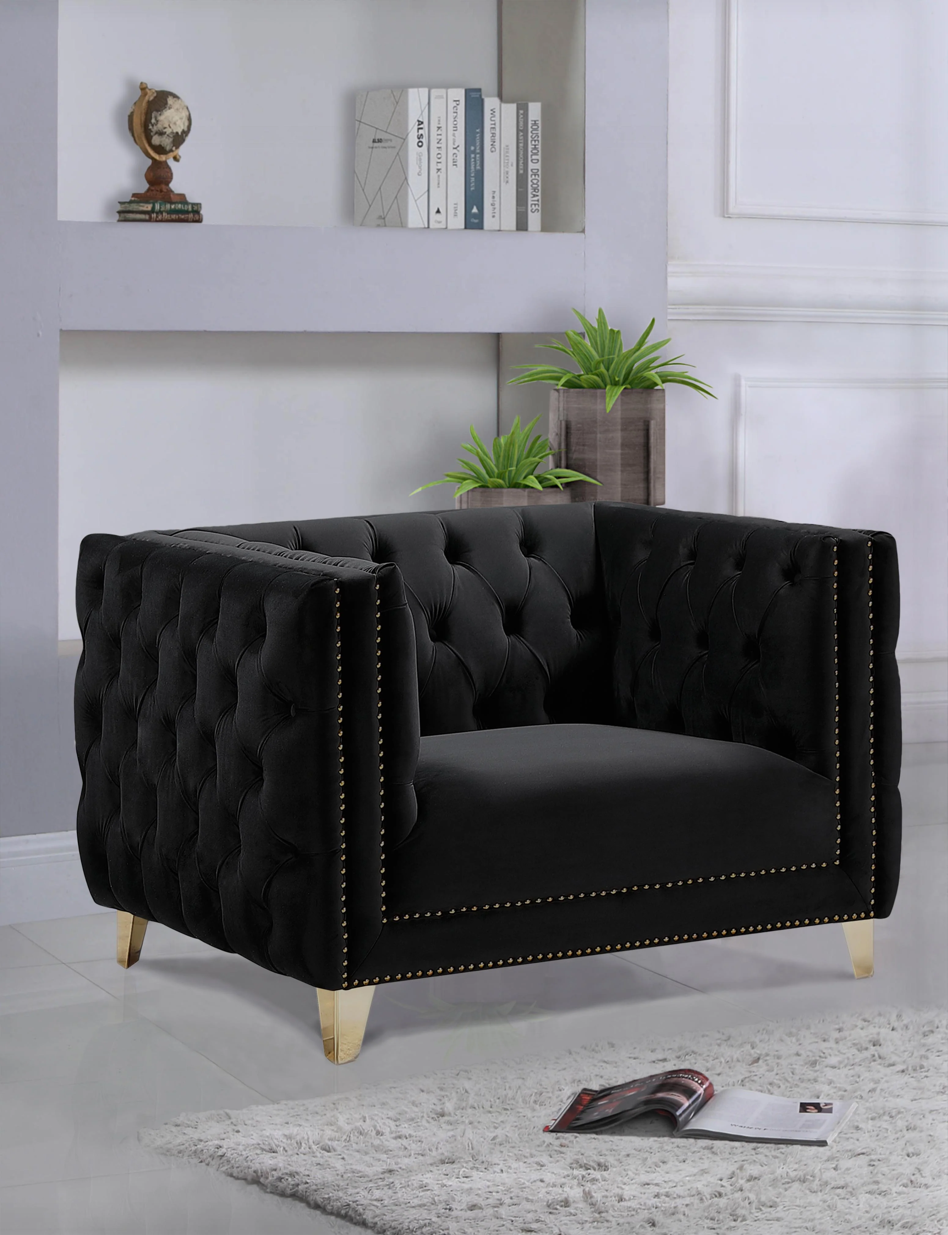 Michelle Black Velvet Chair - Image 2