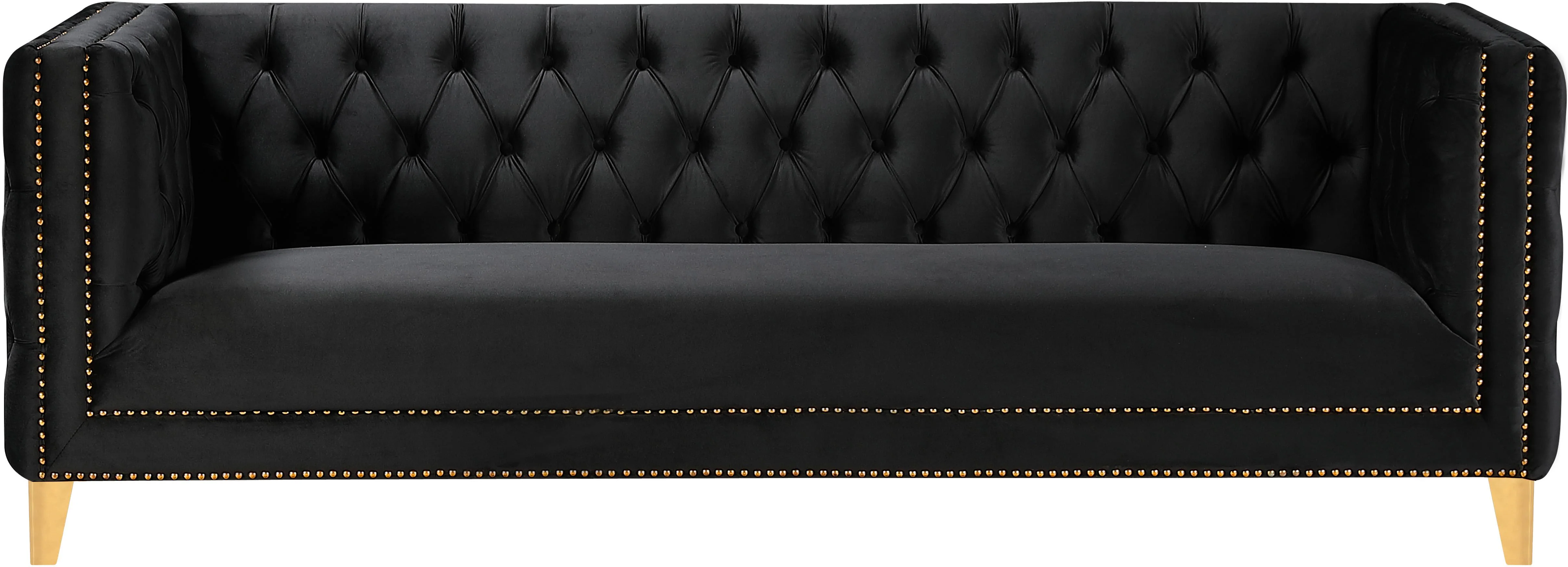 Michelle Black Velvet Sofa - Image 3