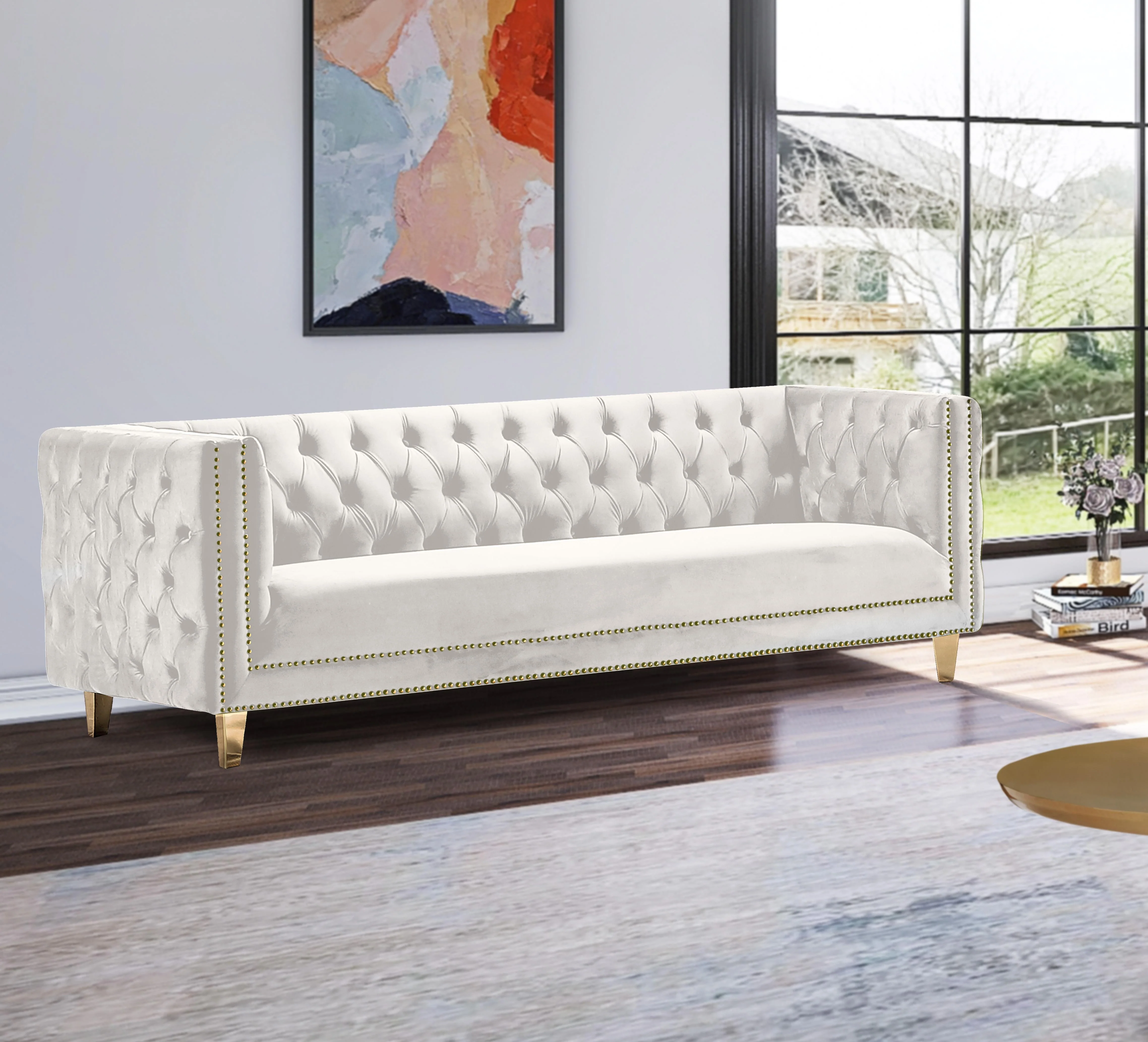 Michelle Cream Velvet Sofa - Image 2