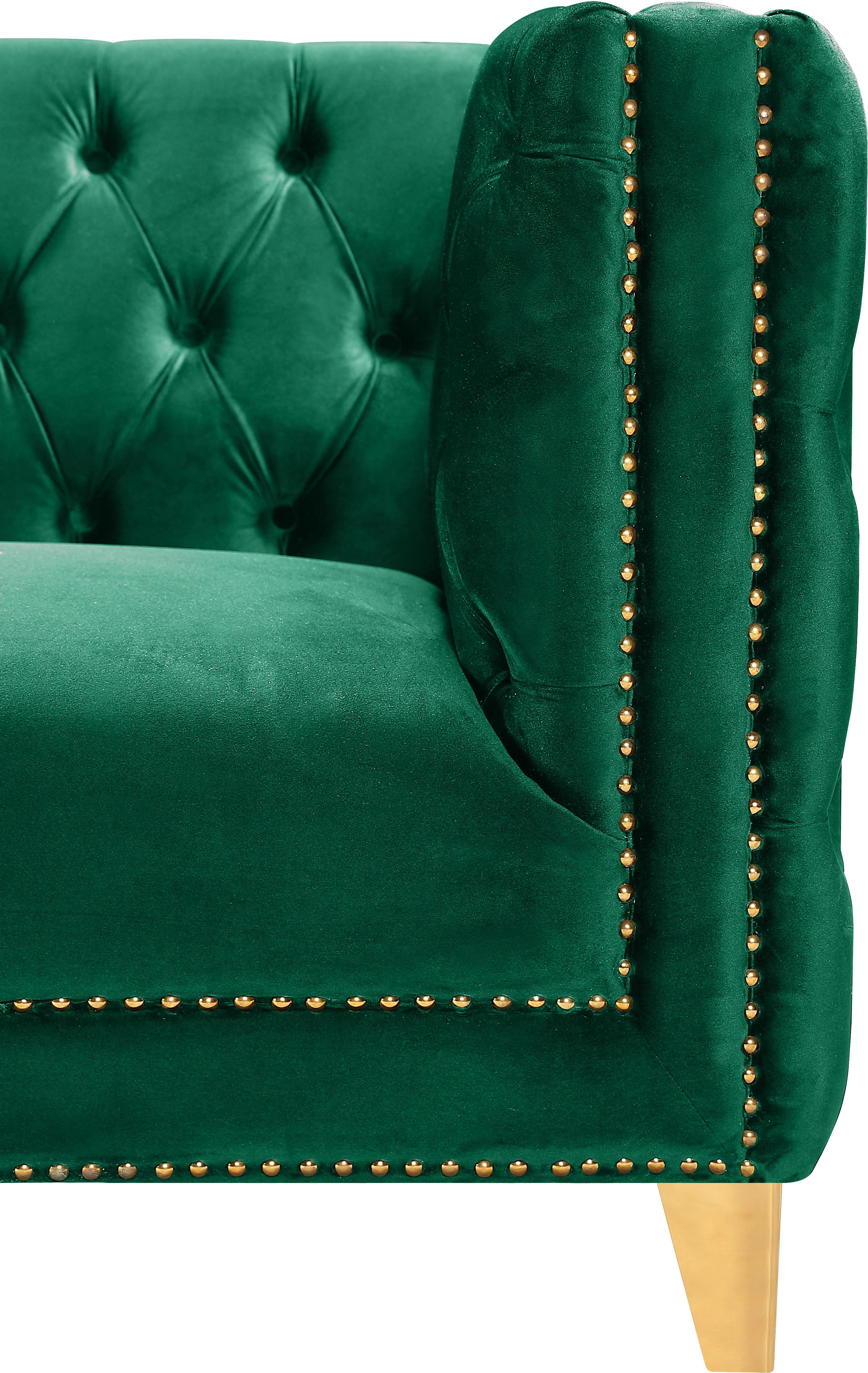 Michelle Green Velvet Loveseat - Image 4