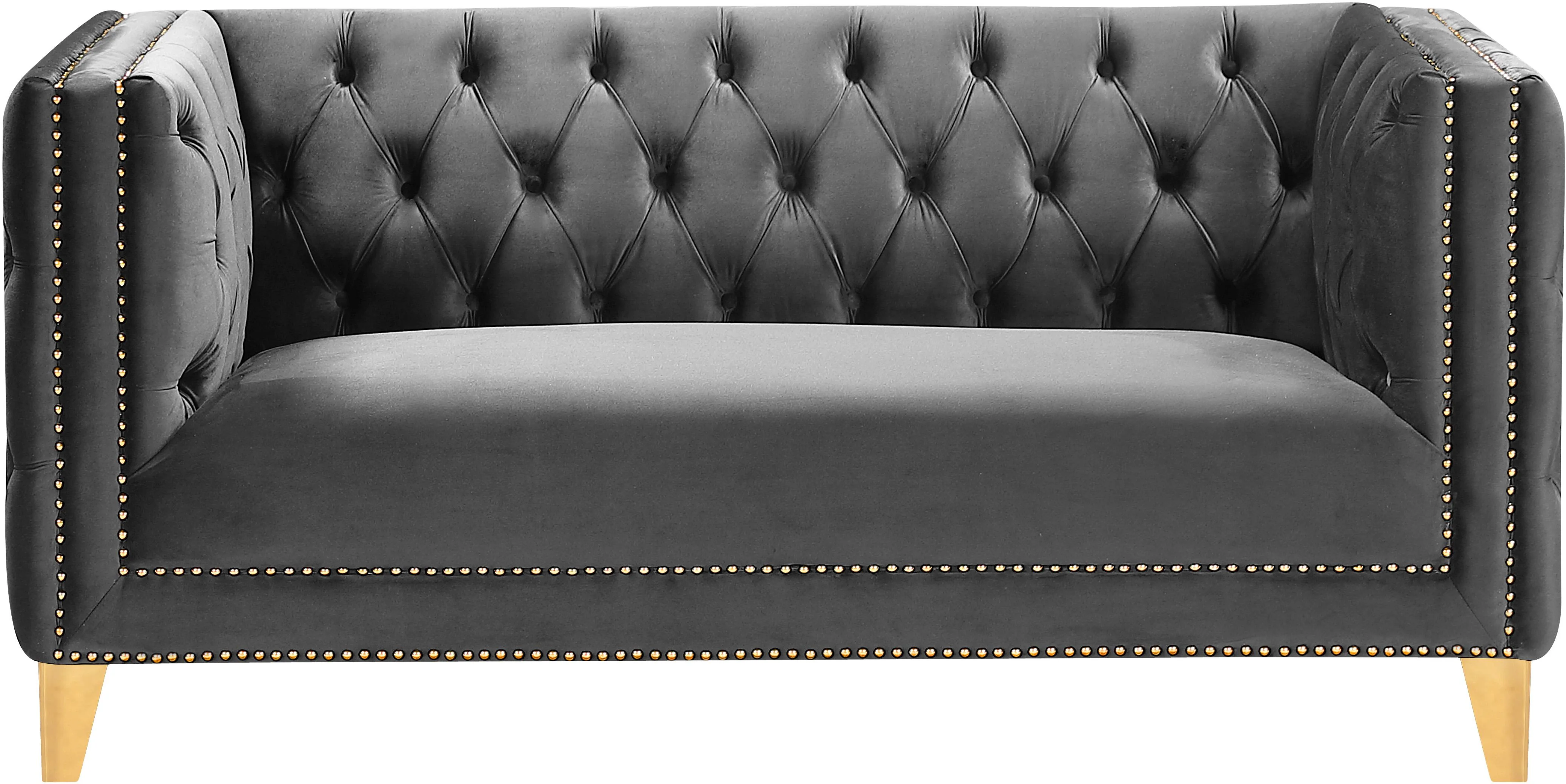 Michelle Grey Velvet Loveseat - Image 3