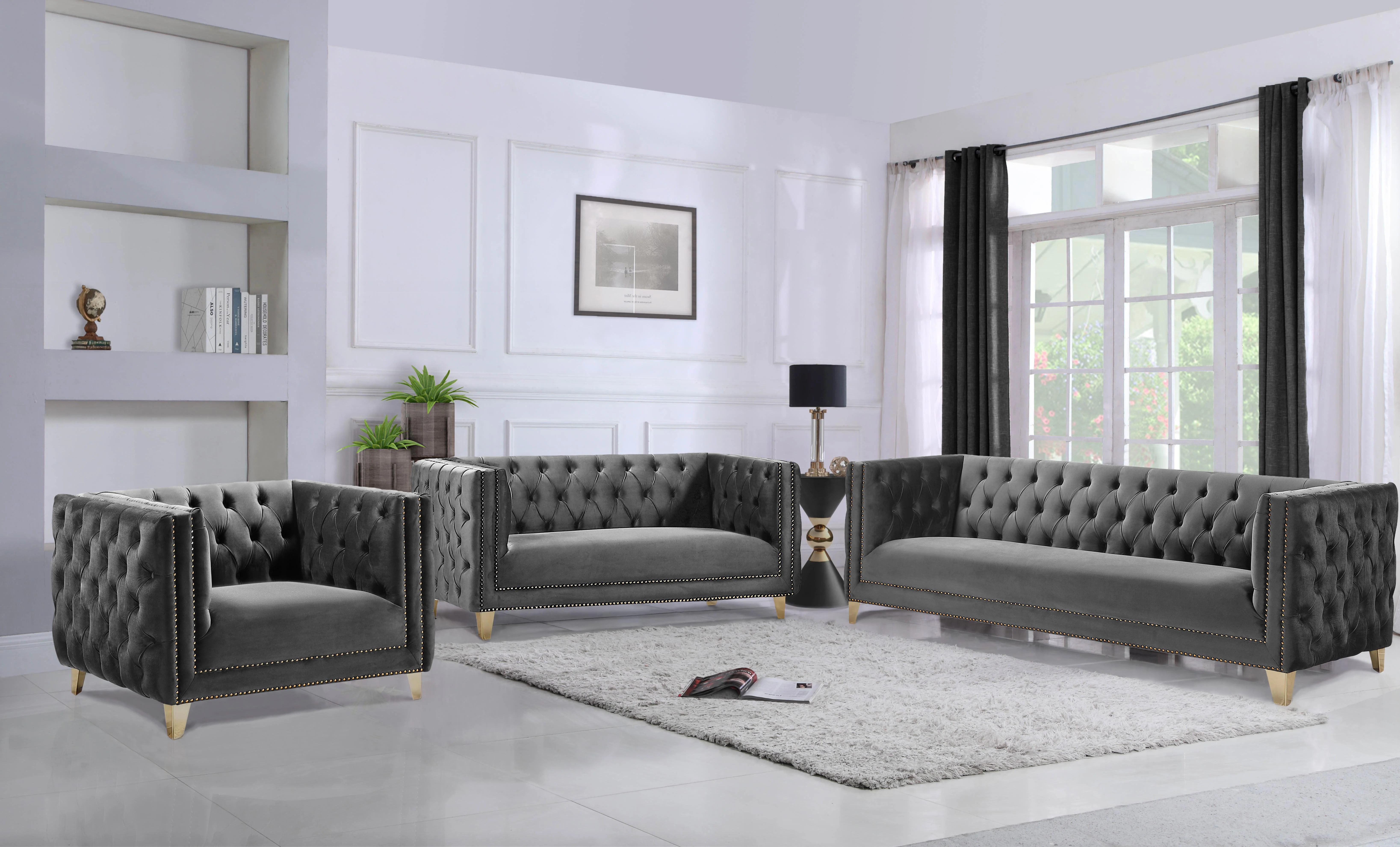 Michelle Grey Velvet Loveseat - Image 8