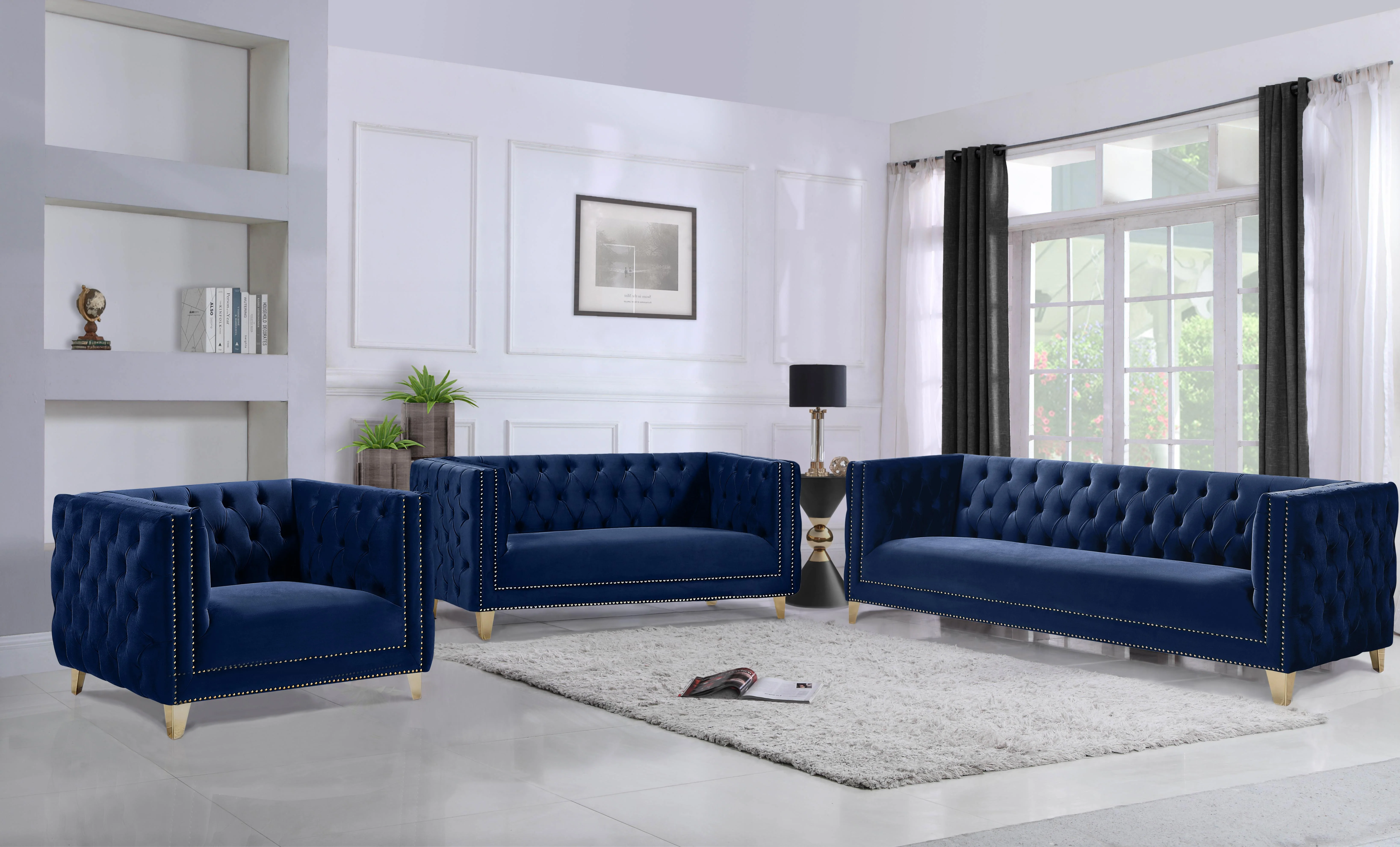 Michelle Navy Velvet Chair - Image 8