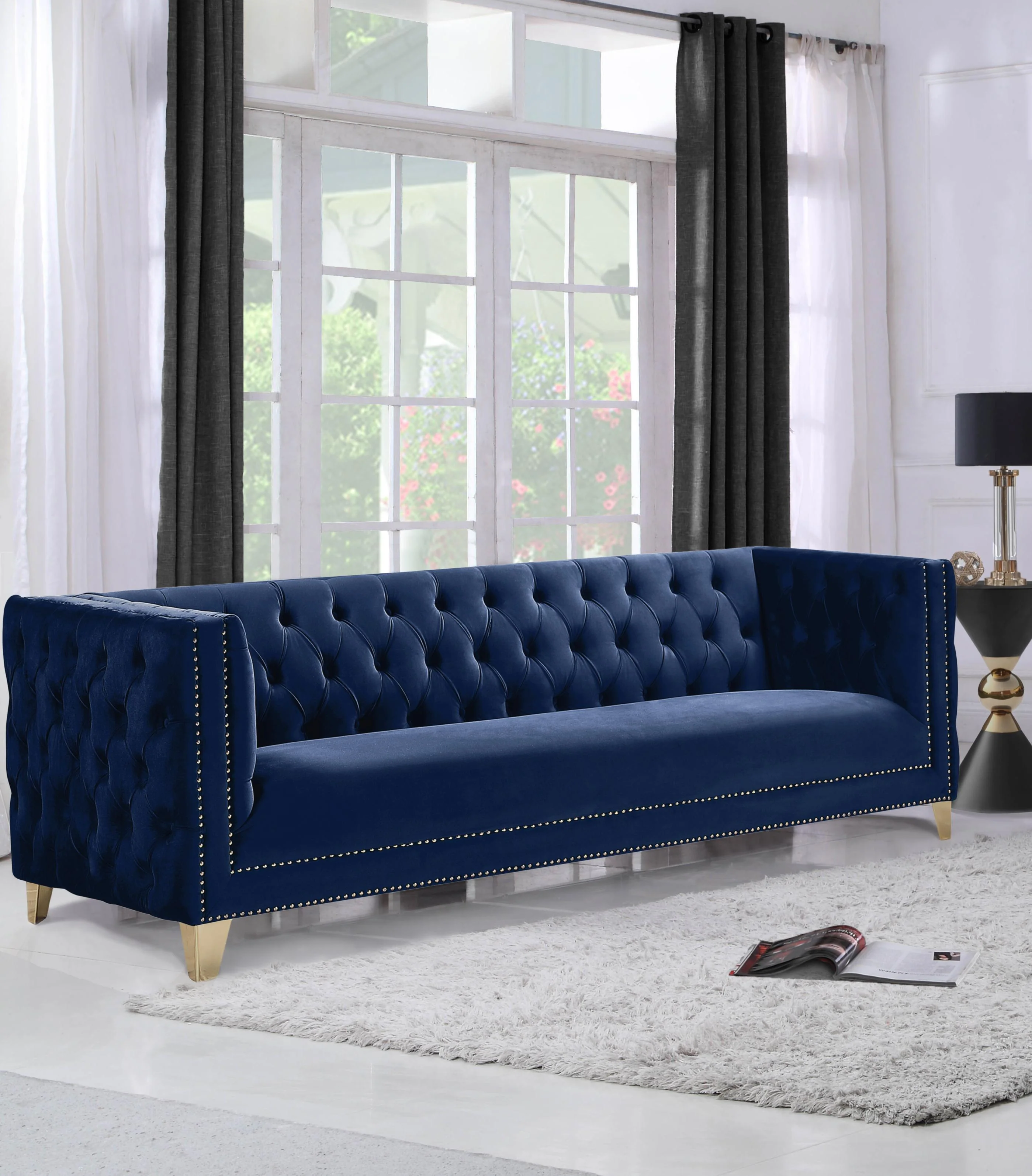 Michelle Navy Velvet Sofa - Image 2
