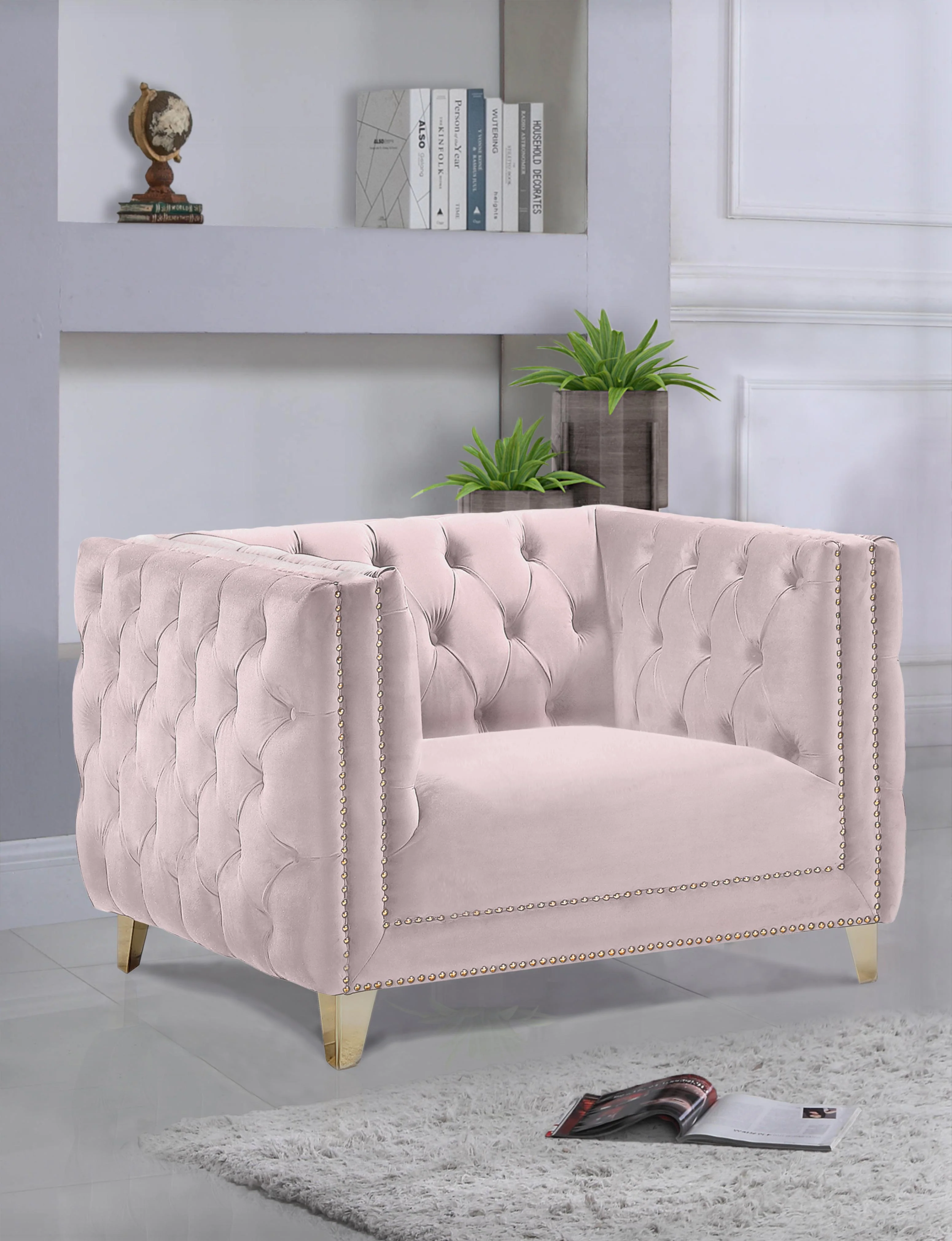 Michelle Pink Velvet Chair - Image 2