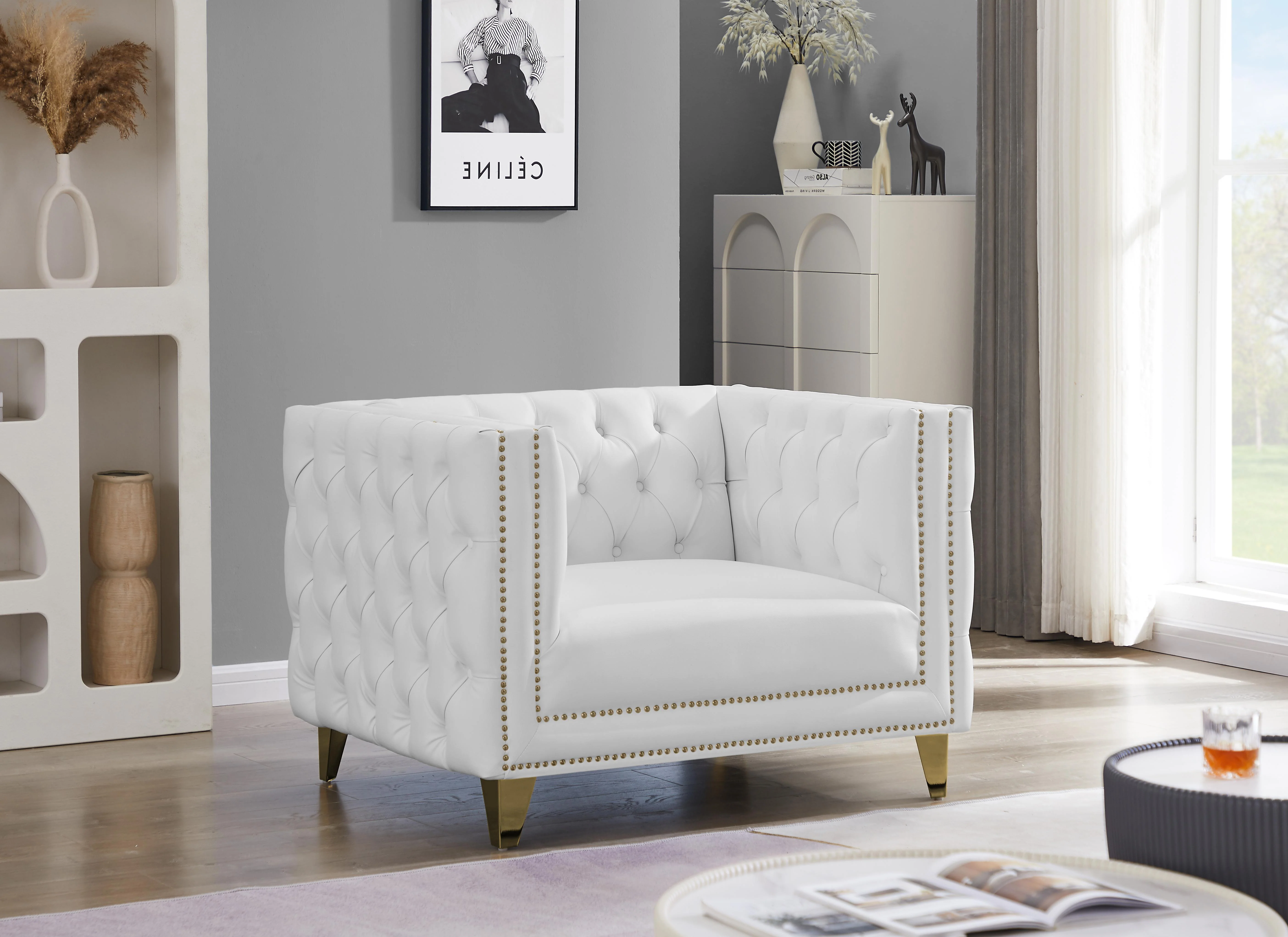 Michelle White Faux Leather Chair - Image 2