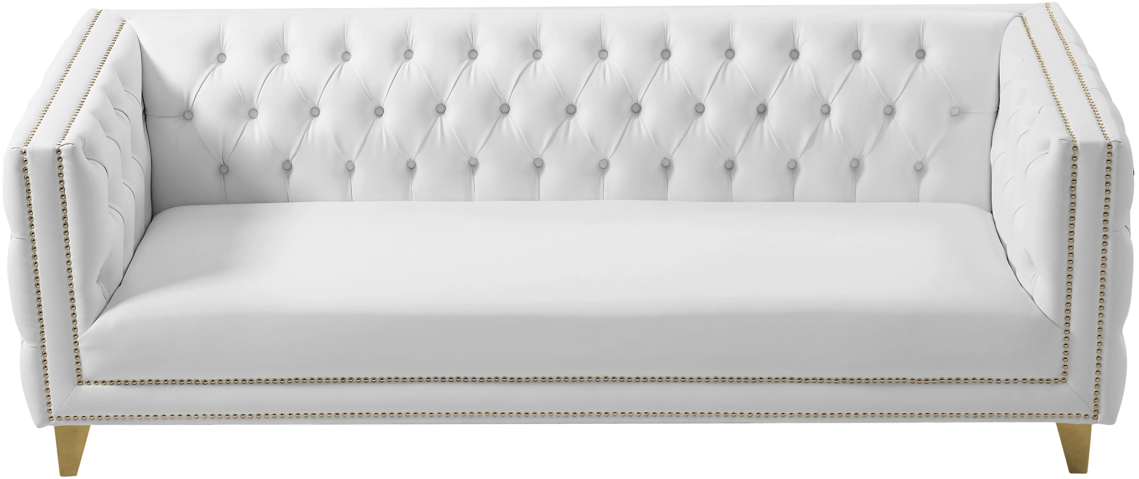 Michelle White Faux Leather Sofa - Image 5