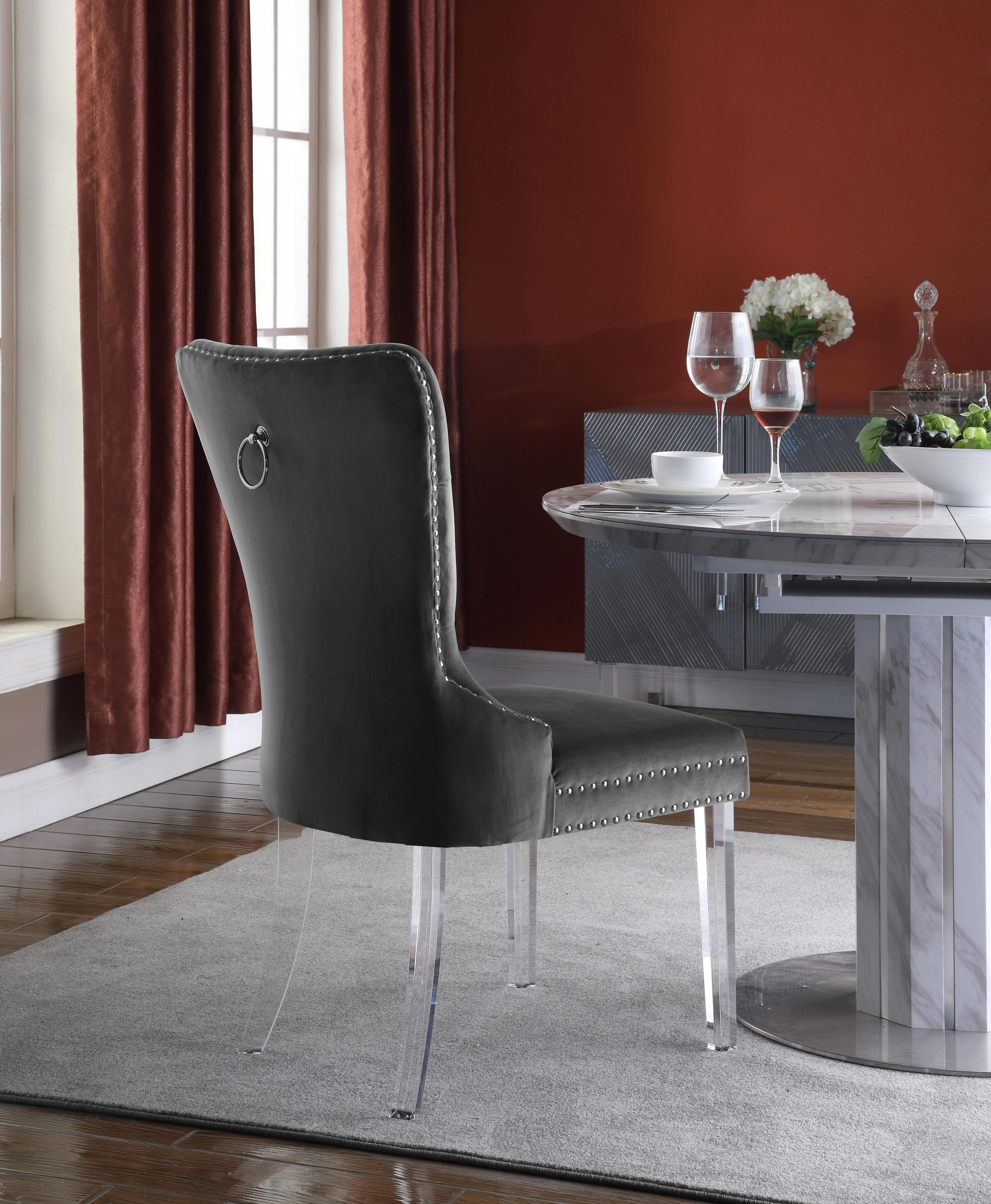 Miley Grey Velvet Dining Chair - Image 5