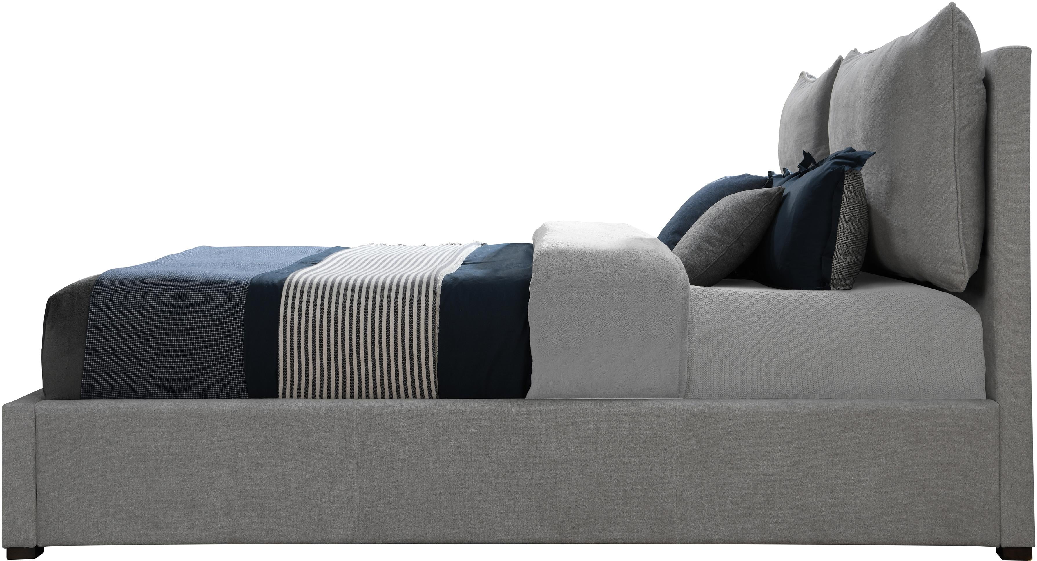 Misha Light Grey Polyester Fabric King Bed (3 Boxes) - Image 5