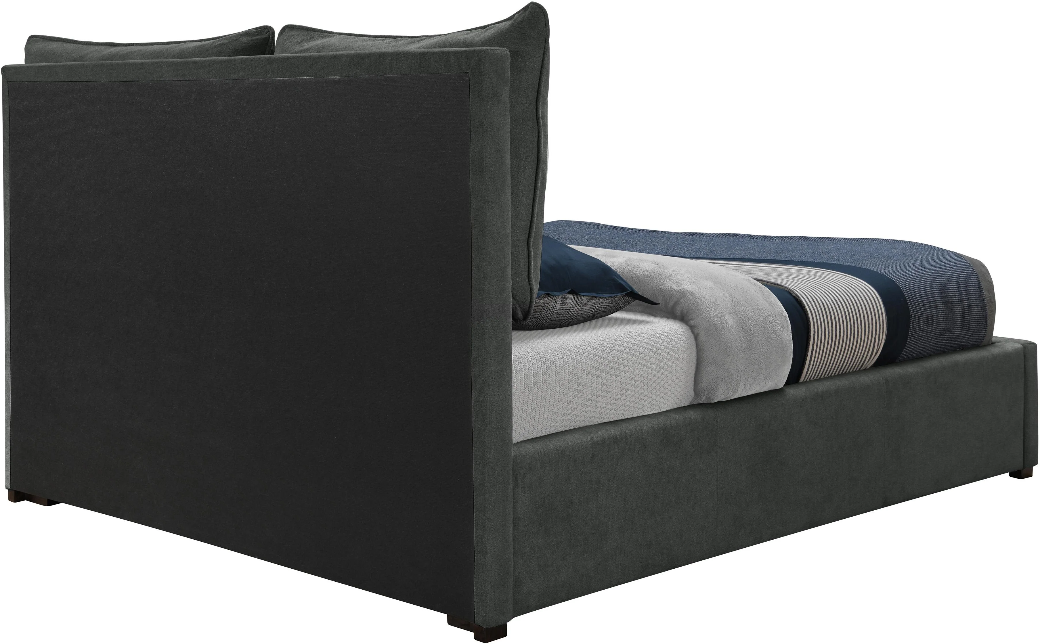 Misha Pepper Black Polyester Fabric King Bed (3 Boxes) - Image 6