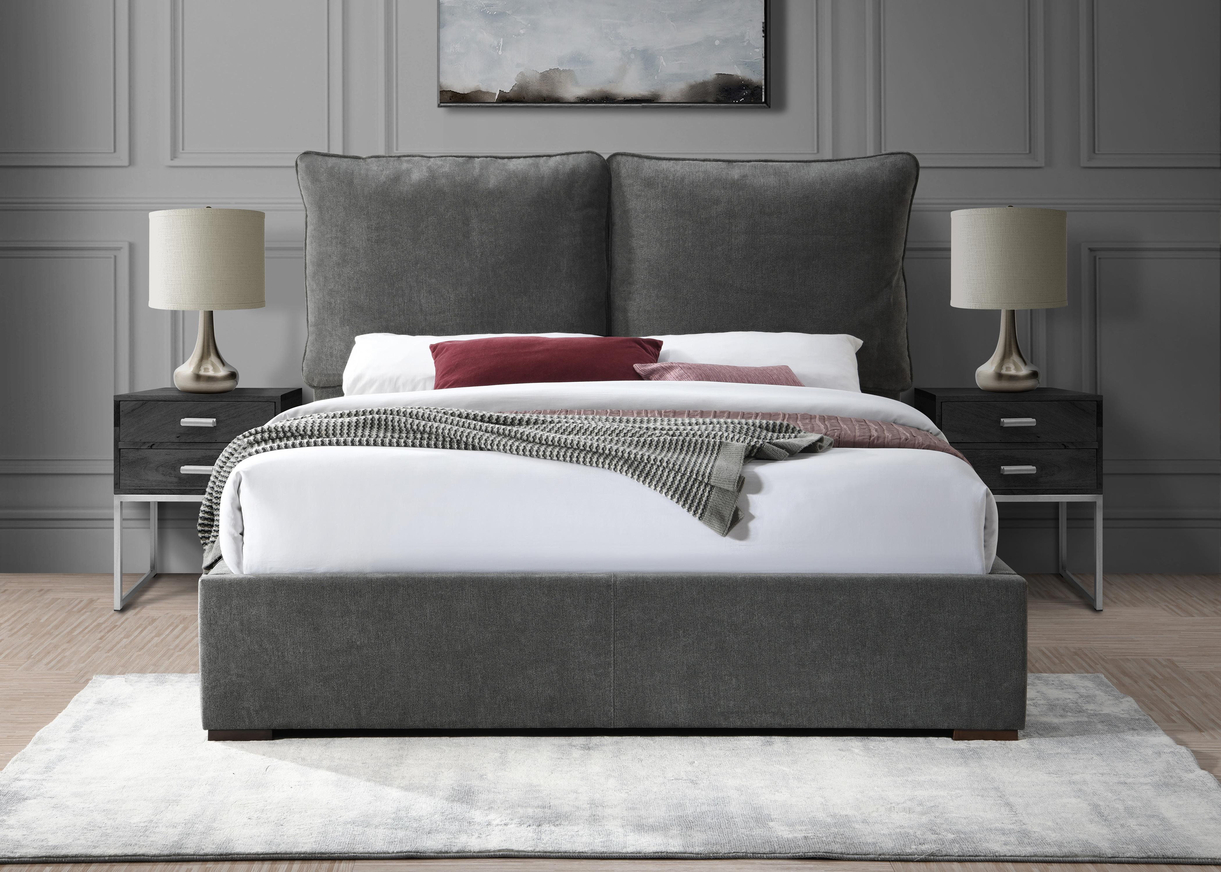 Misha Pepper Black Polyester Fabric Queen Bed (3 Boxes) - Image 4