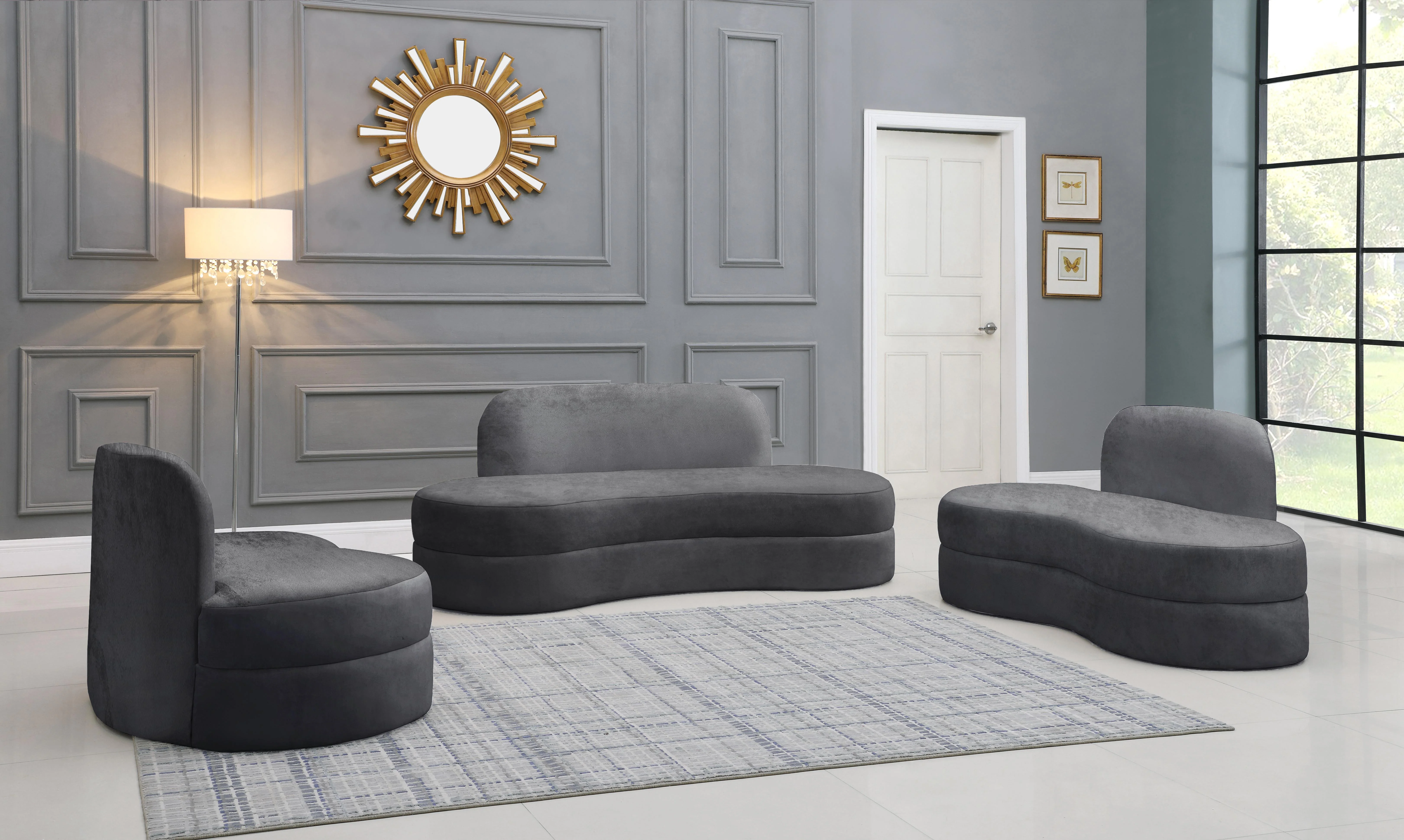 Mitzy Grey Velvet Sofa - Image 6
