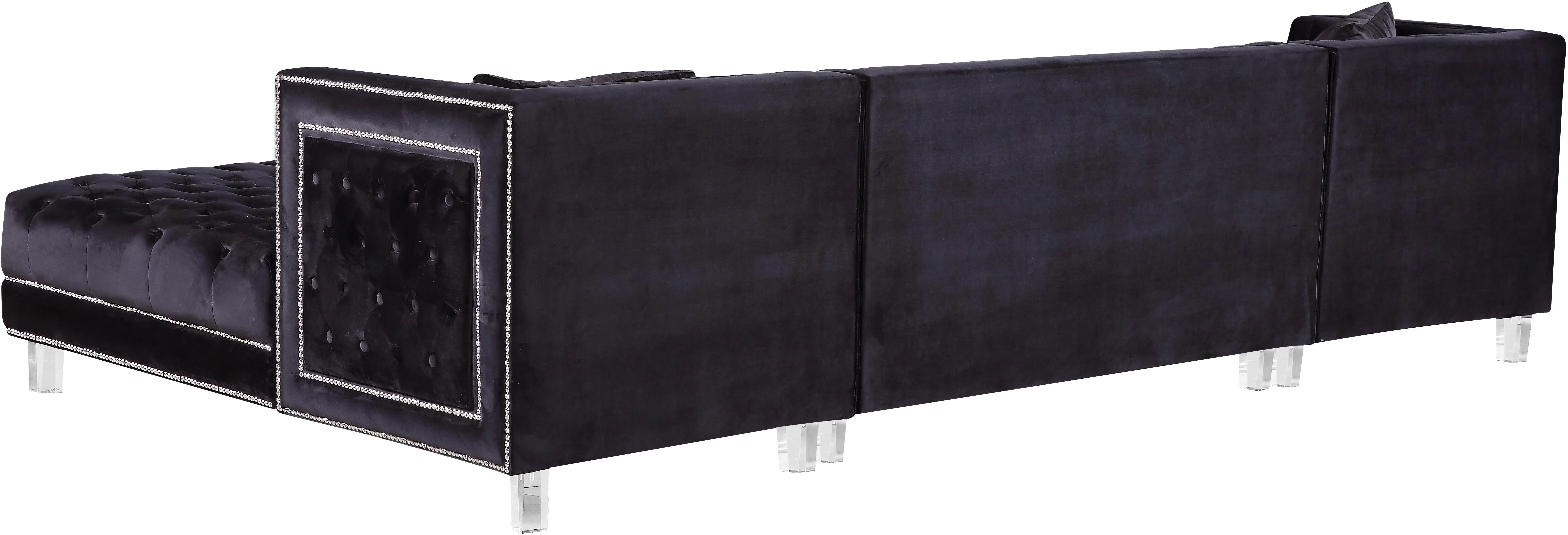 Moda Black Velvet 3pc. Sectional - Image 4