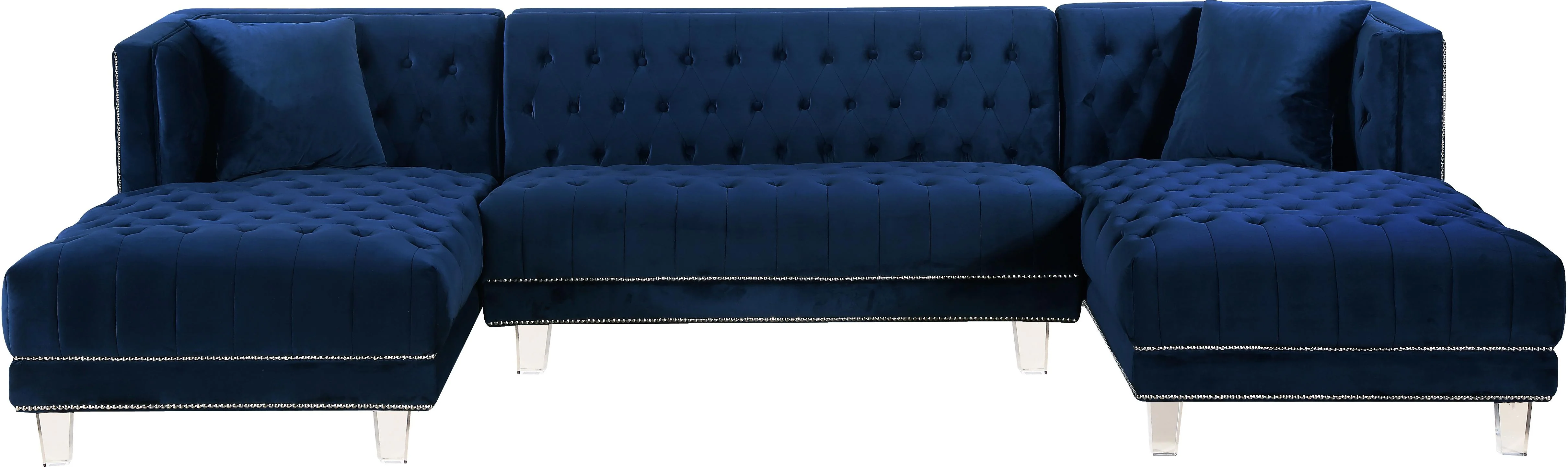 Moda Navy Velvet 3pc. Sectional - Image 5
