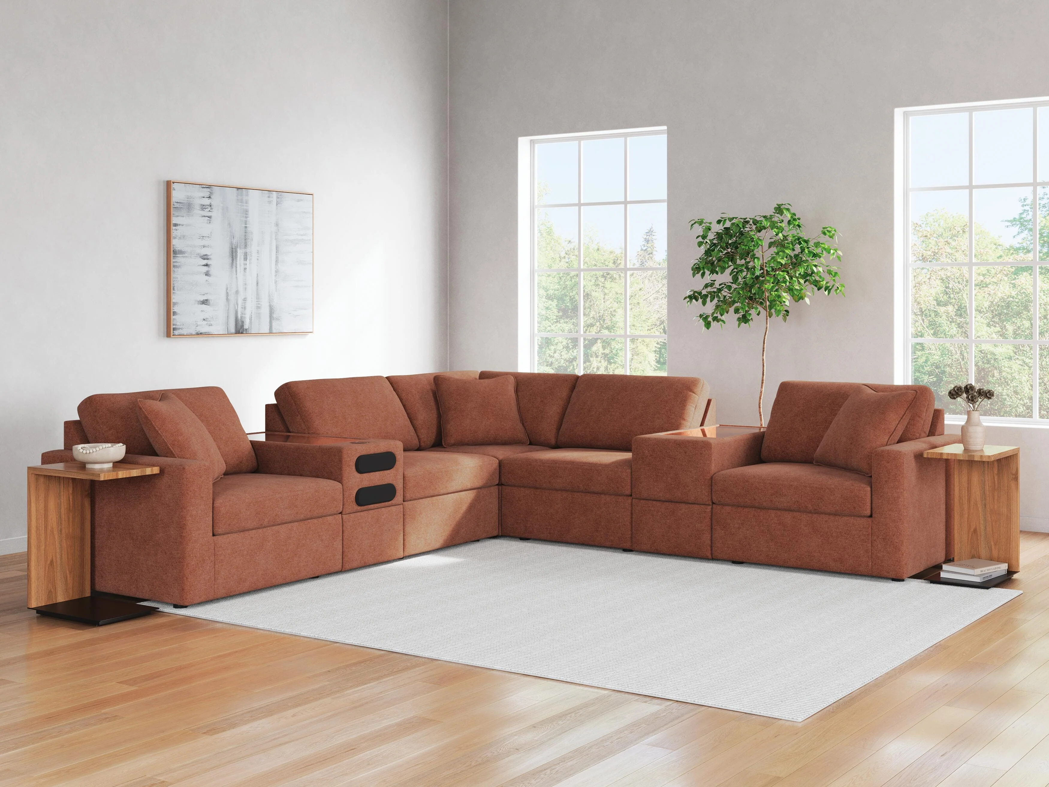 Modmax Balanced Sectional with Audio and Storage Consoles - Image 63