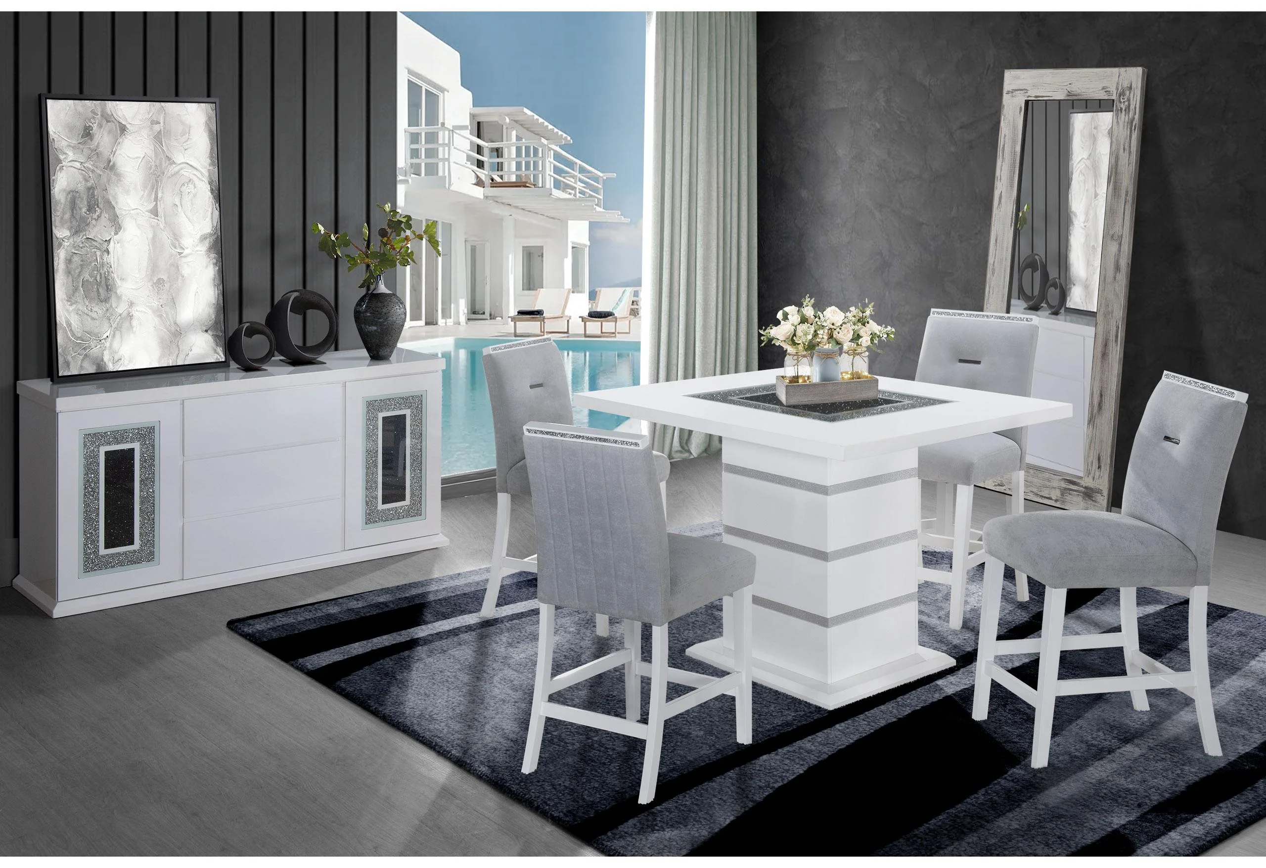 Monaco White Bar Set (New Chair) Collection