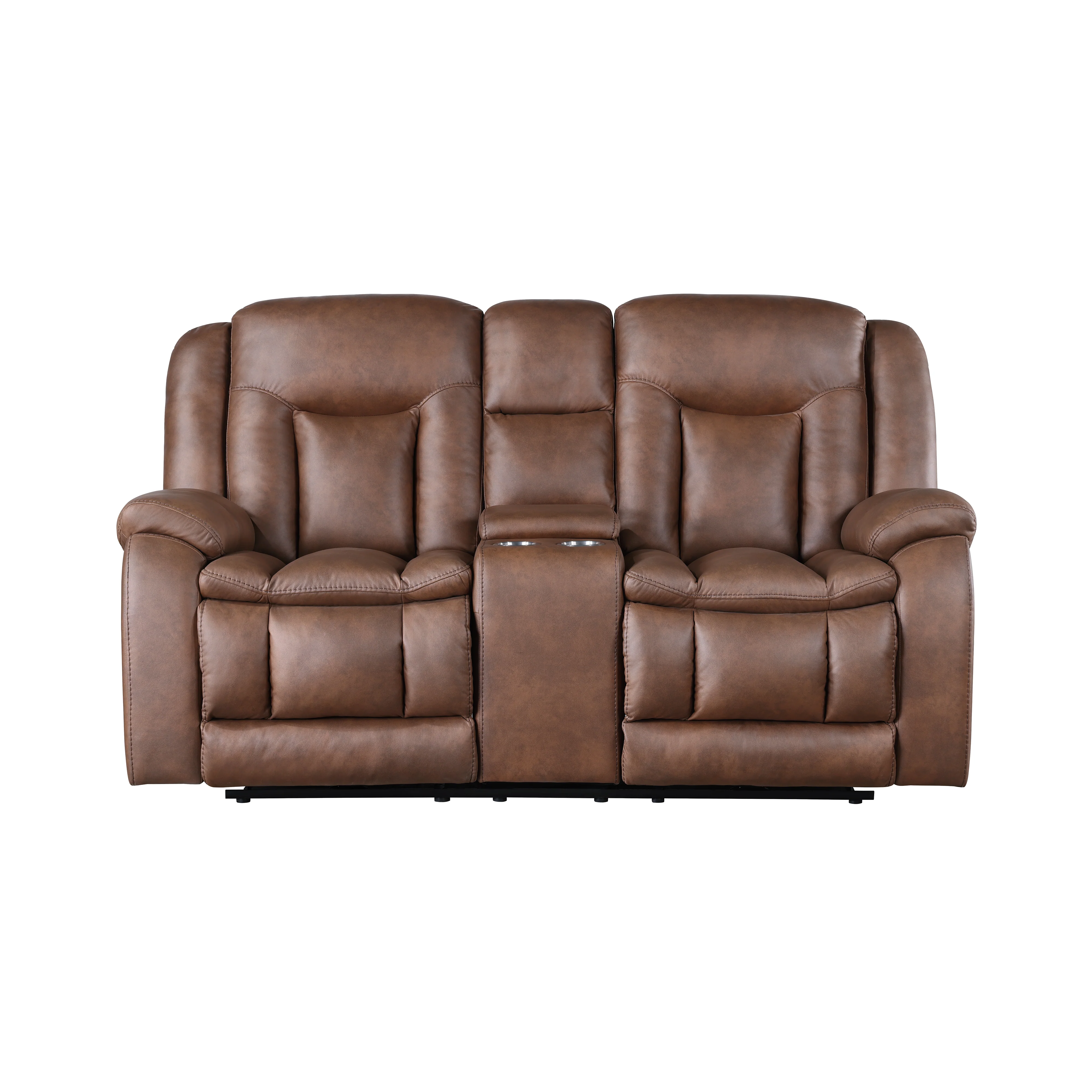 Morello Console Loveseat W/ Dual Recliners-Brown - Image 2