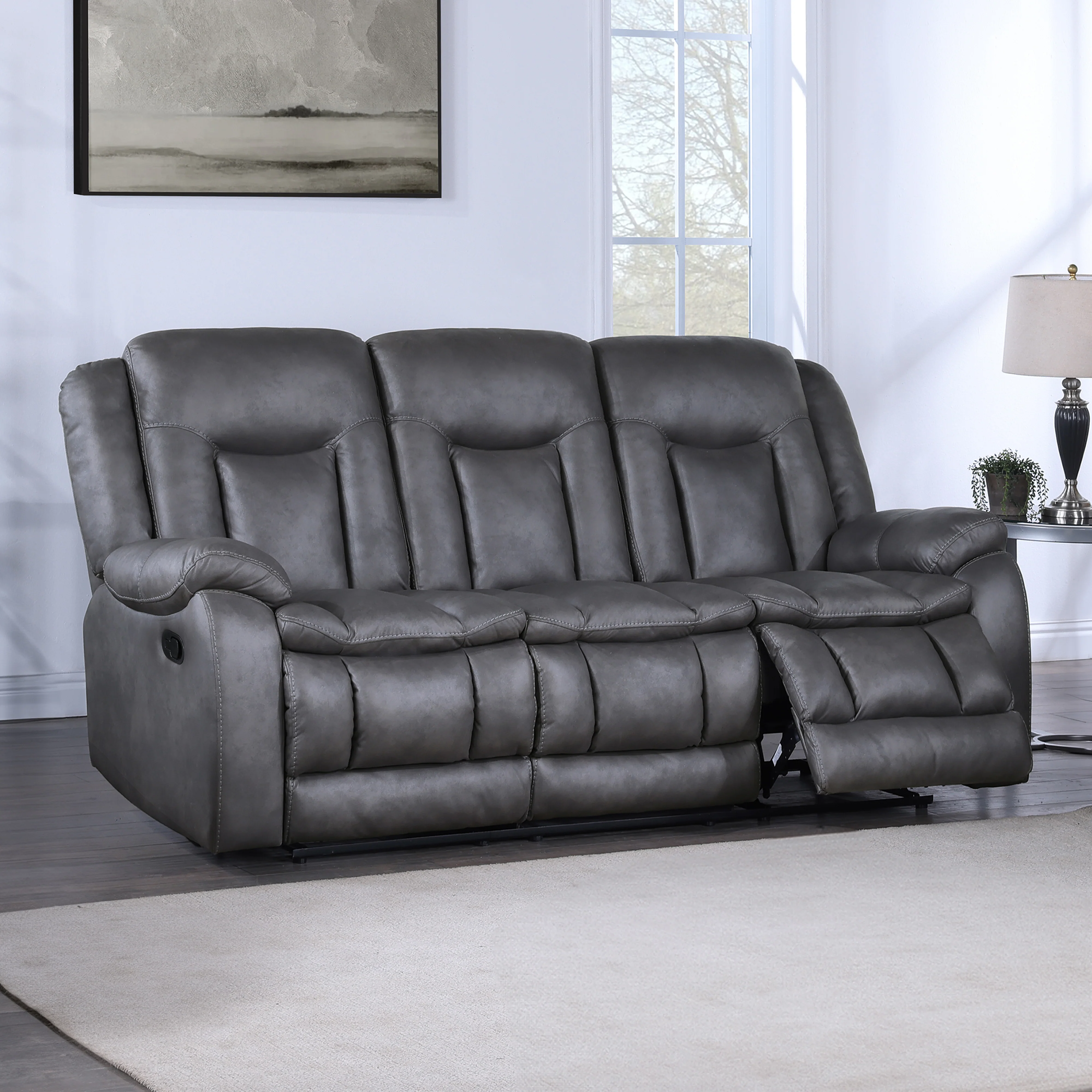 Morello Sofa W/Dual Recliner- Gray - Image 7