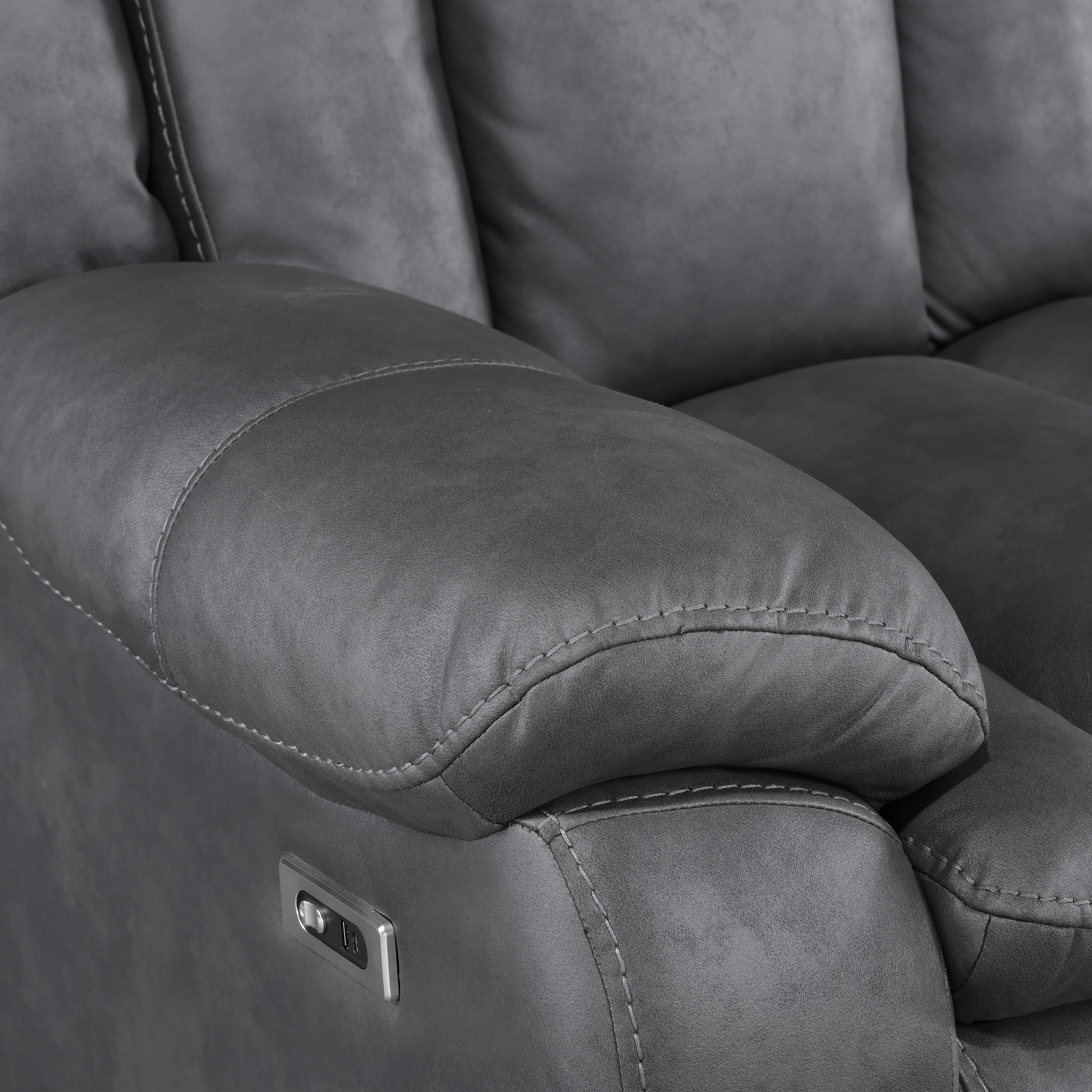 Morello Sofa W/Pwr Fr- Gray - Image 6