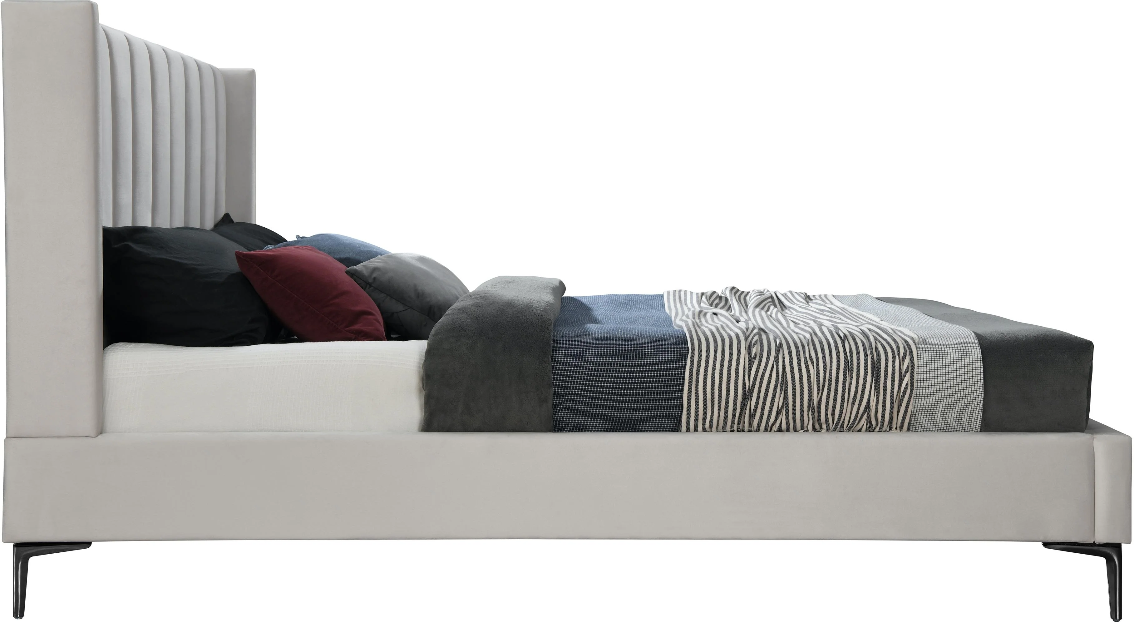 Nadia Cream Velvet King Bed - Image 5