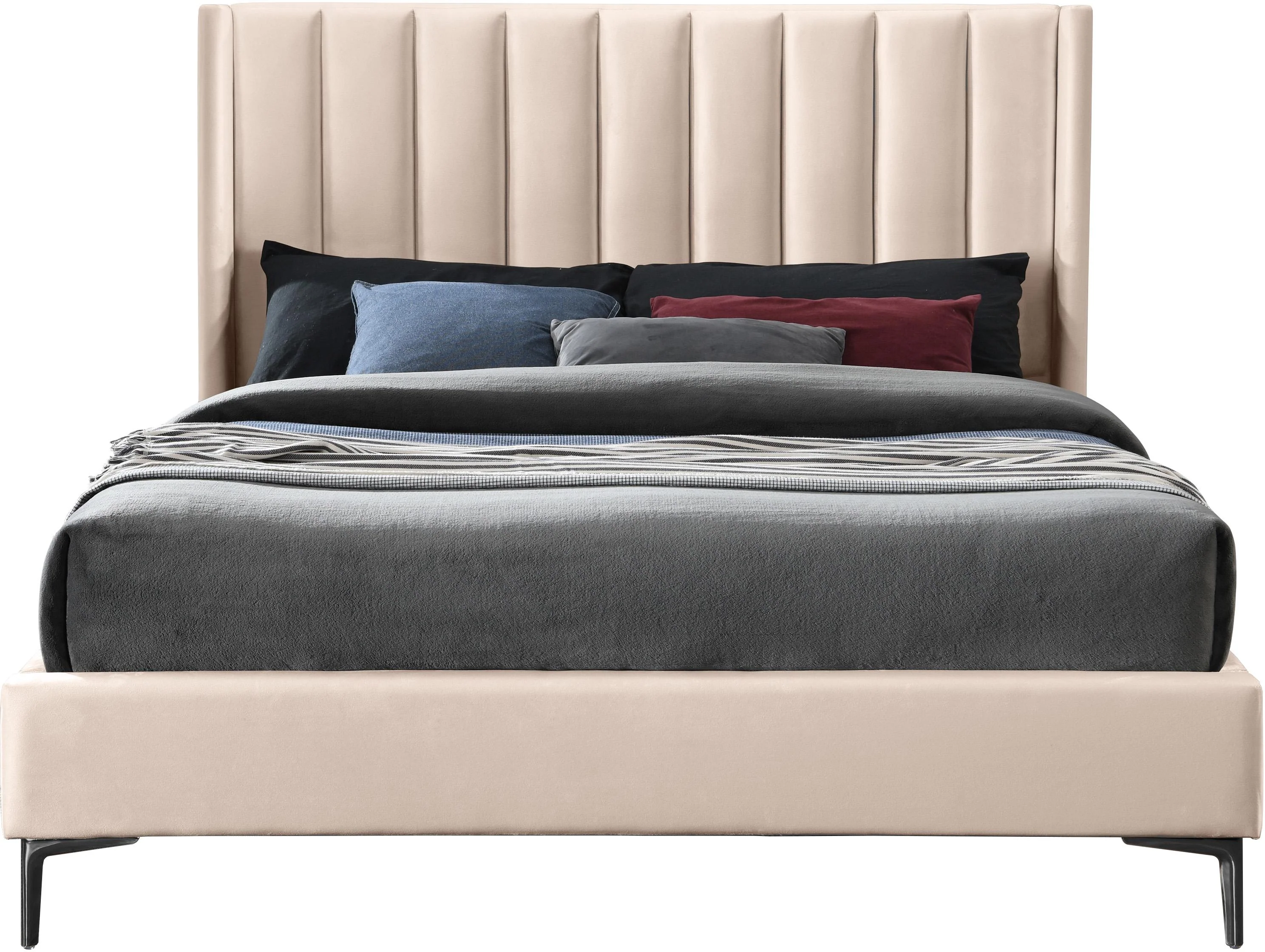 Nadia Pink Velvet King Bed - Image 3
