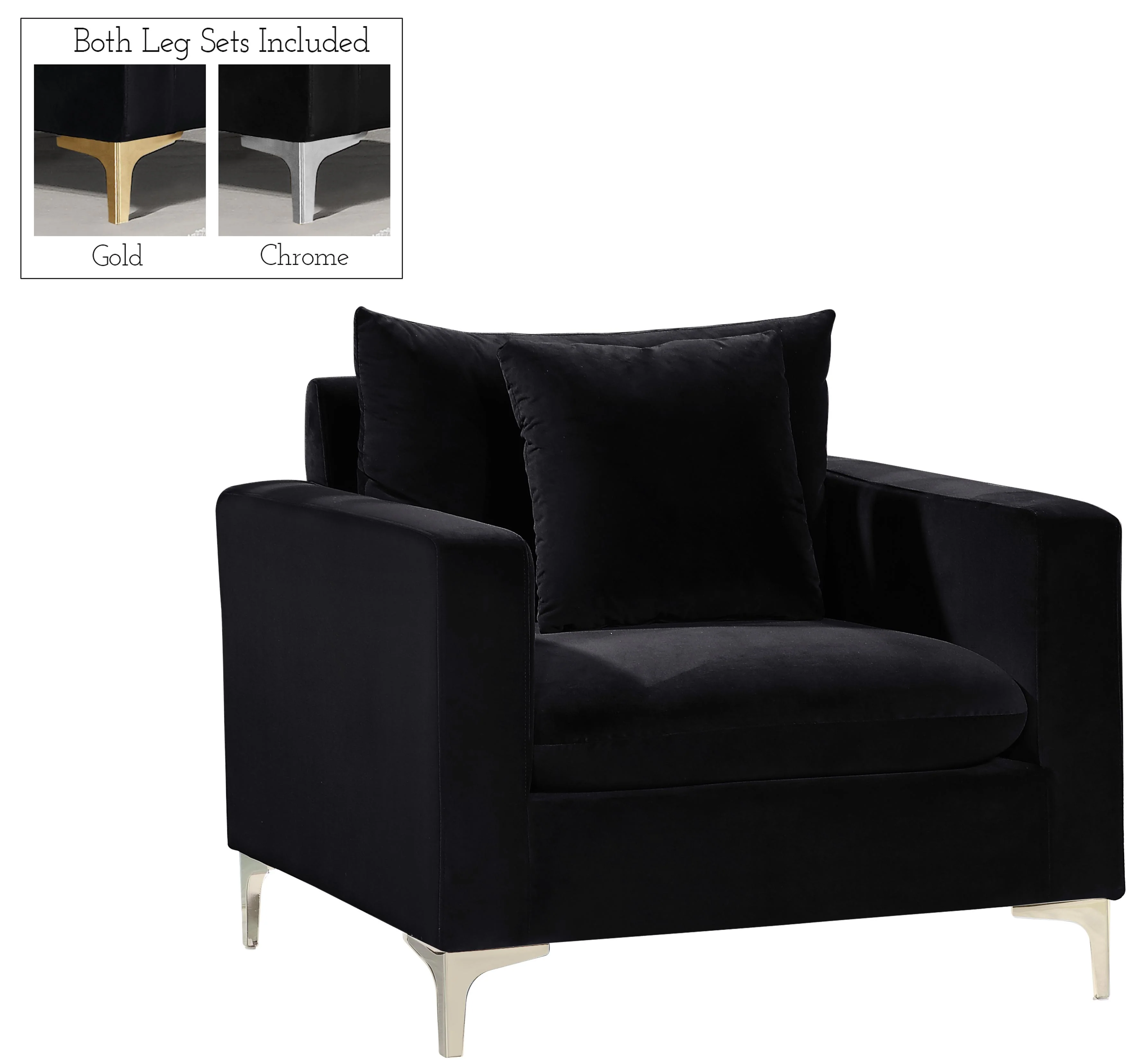 Naomi Black Velvet Chair - Image 2