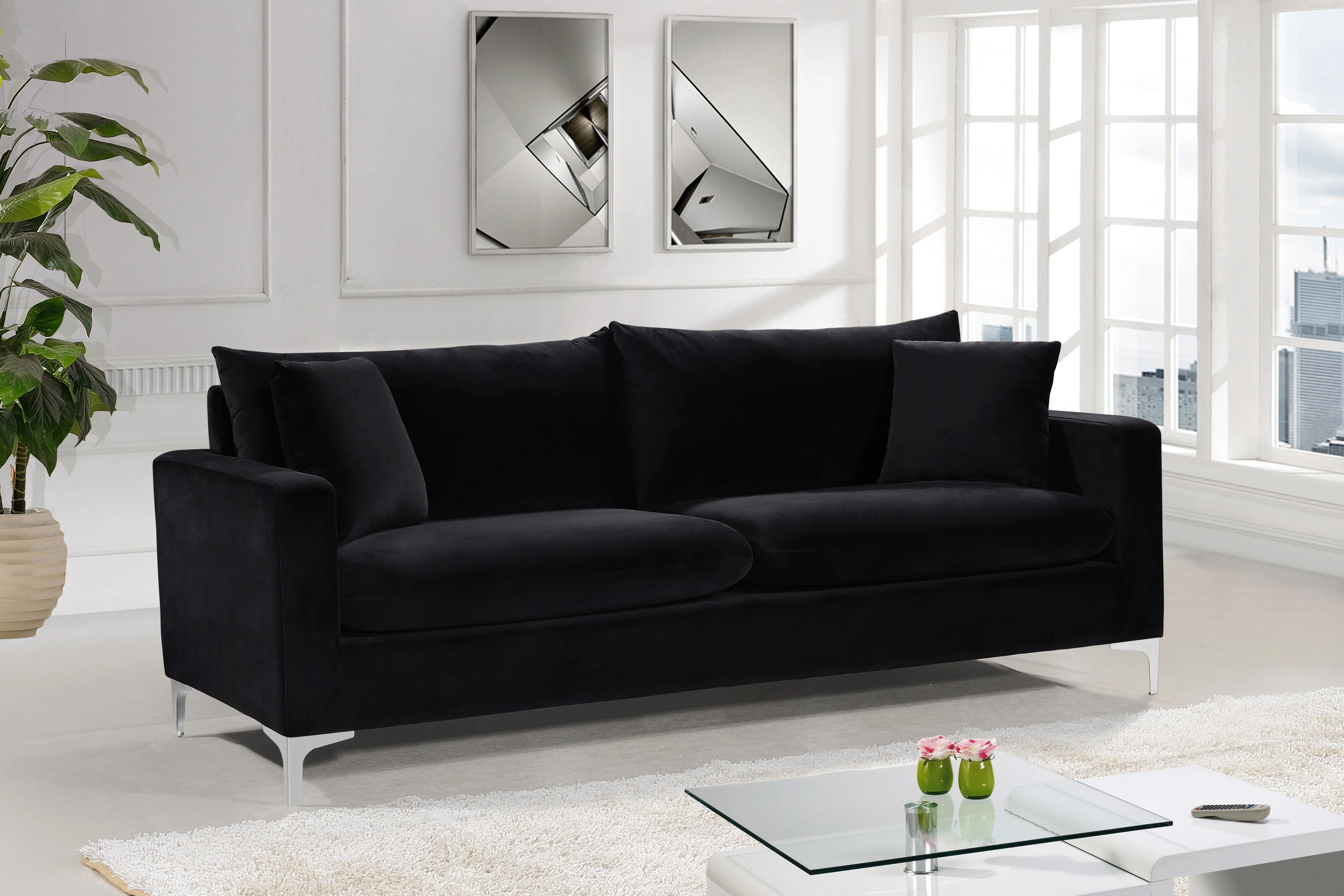 Naomi Black Velvet Sofa - Image 4