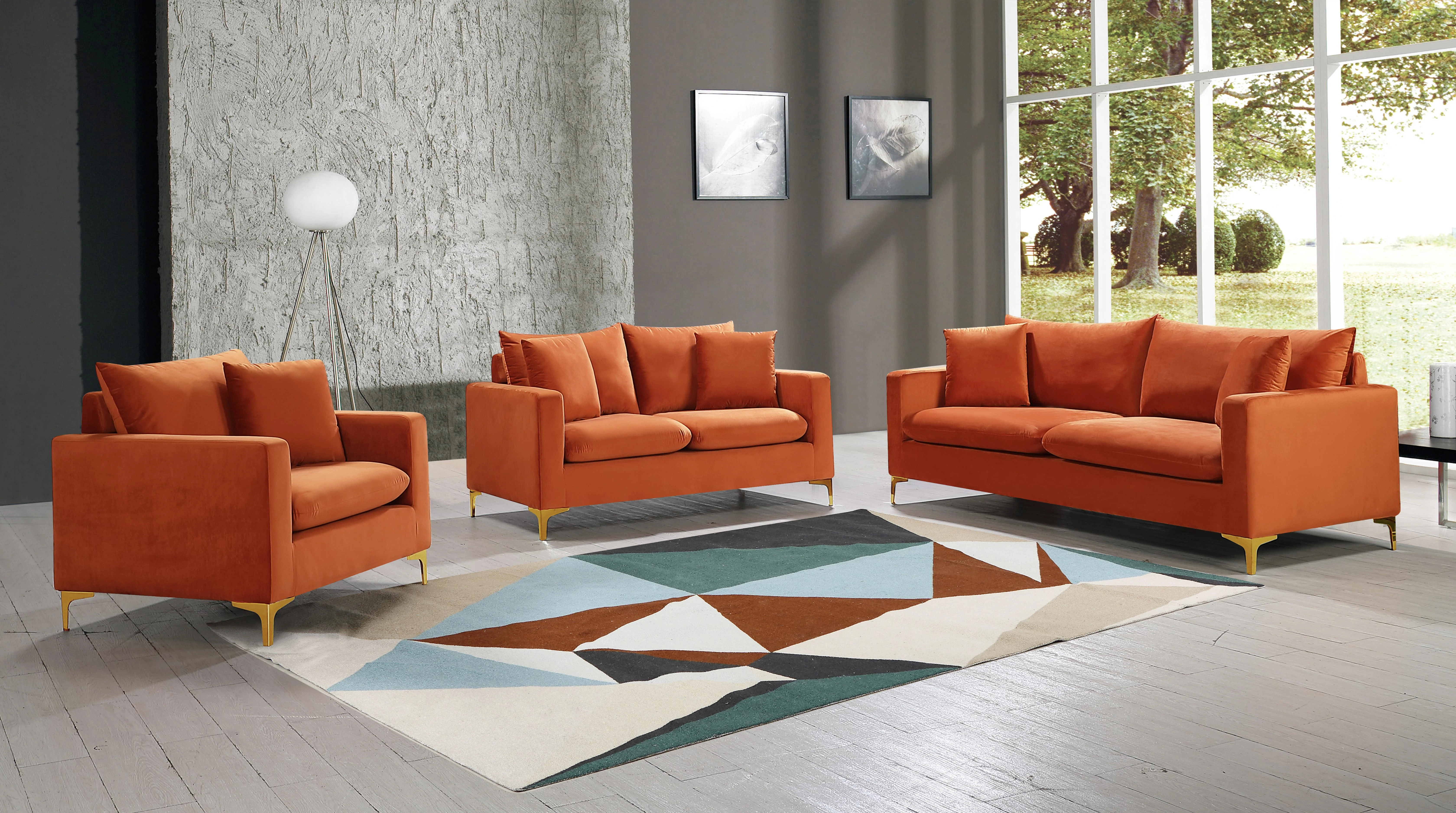 Naomi Cognac Velvet Chair - Image 5