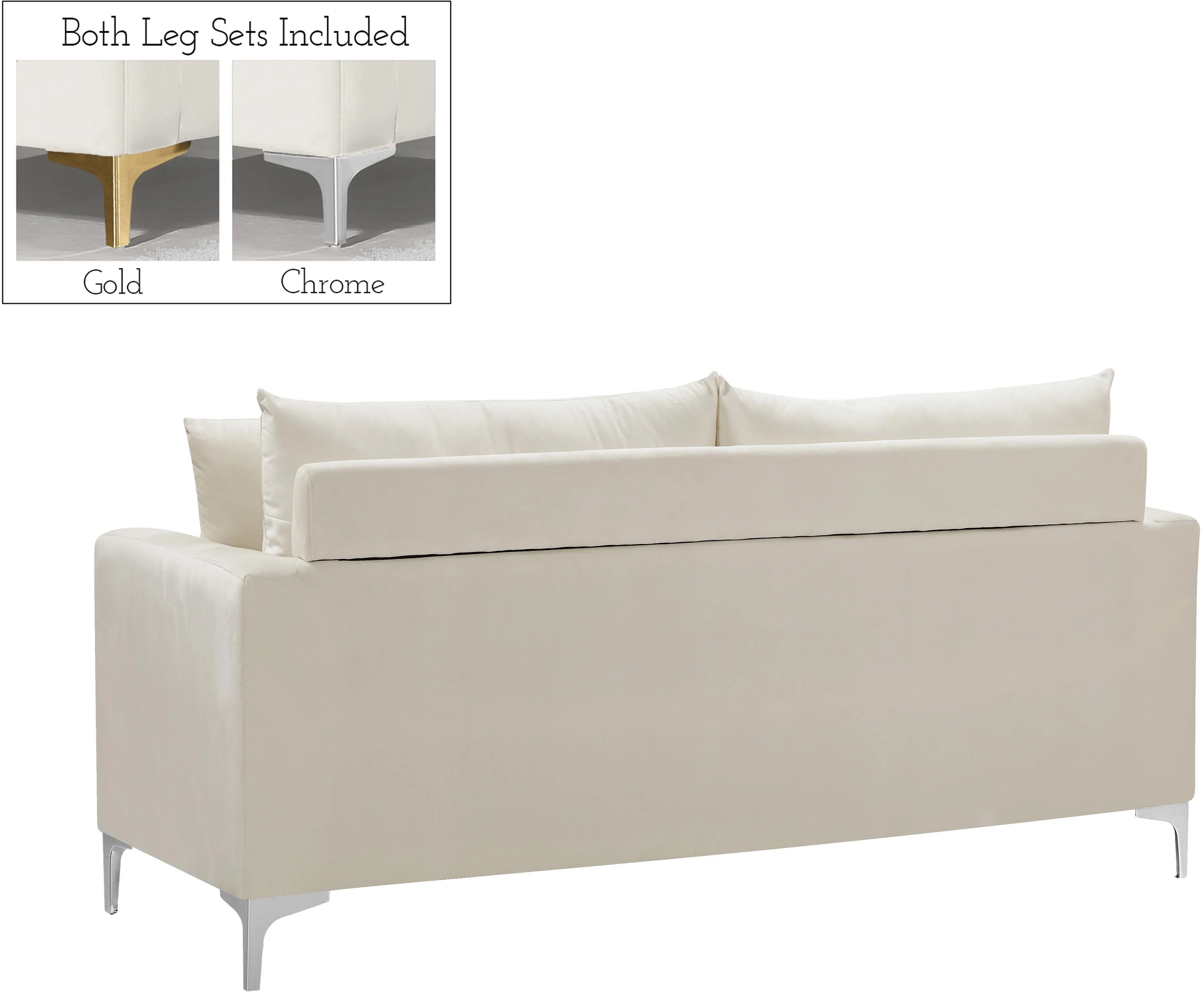 Naomi Cream Velvet Loveseat - Image 6