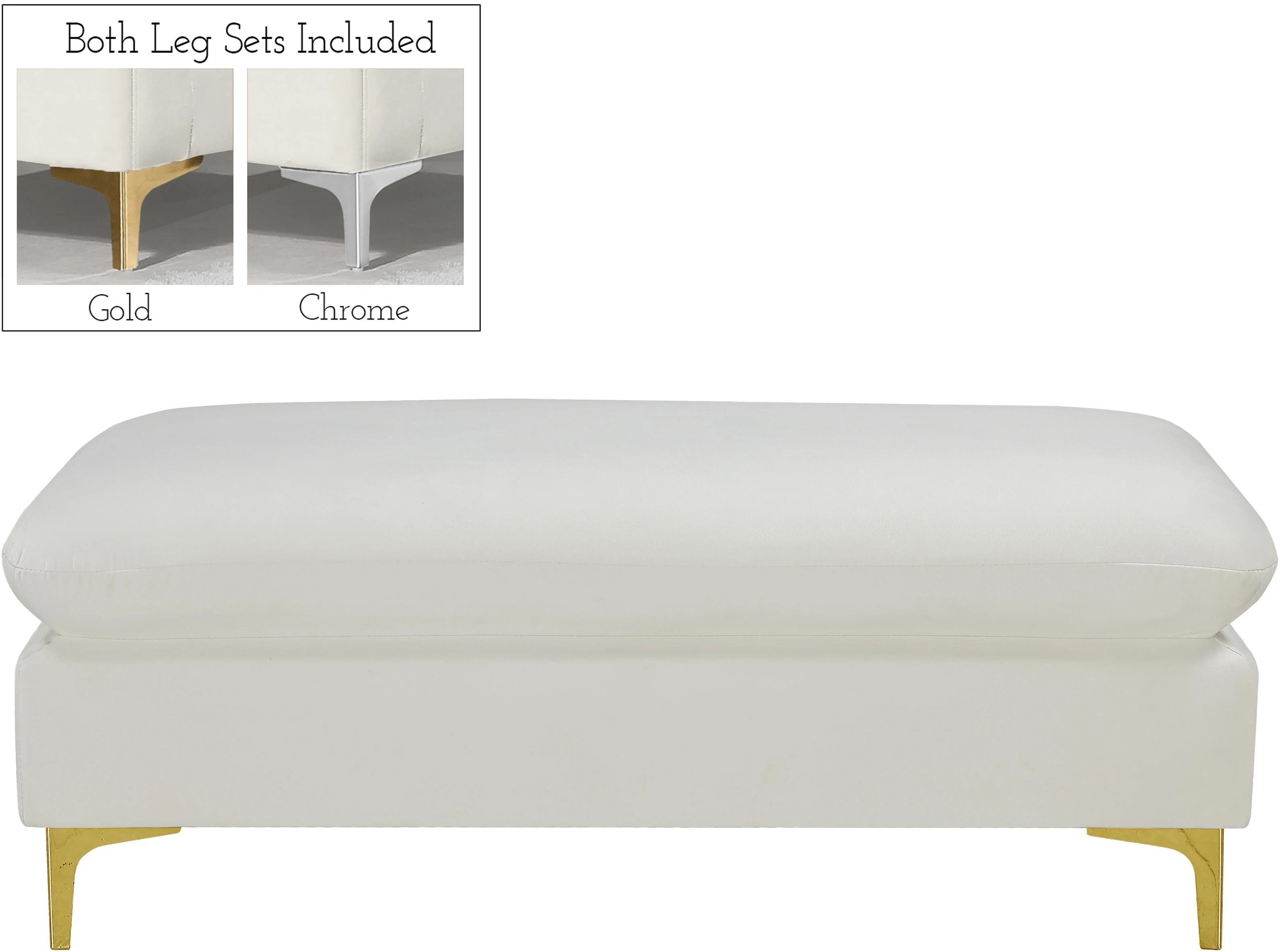 Naomi Cream Velvet Ottoman - Image 5