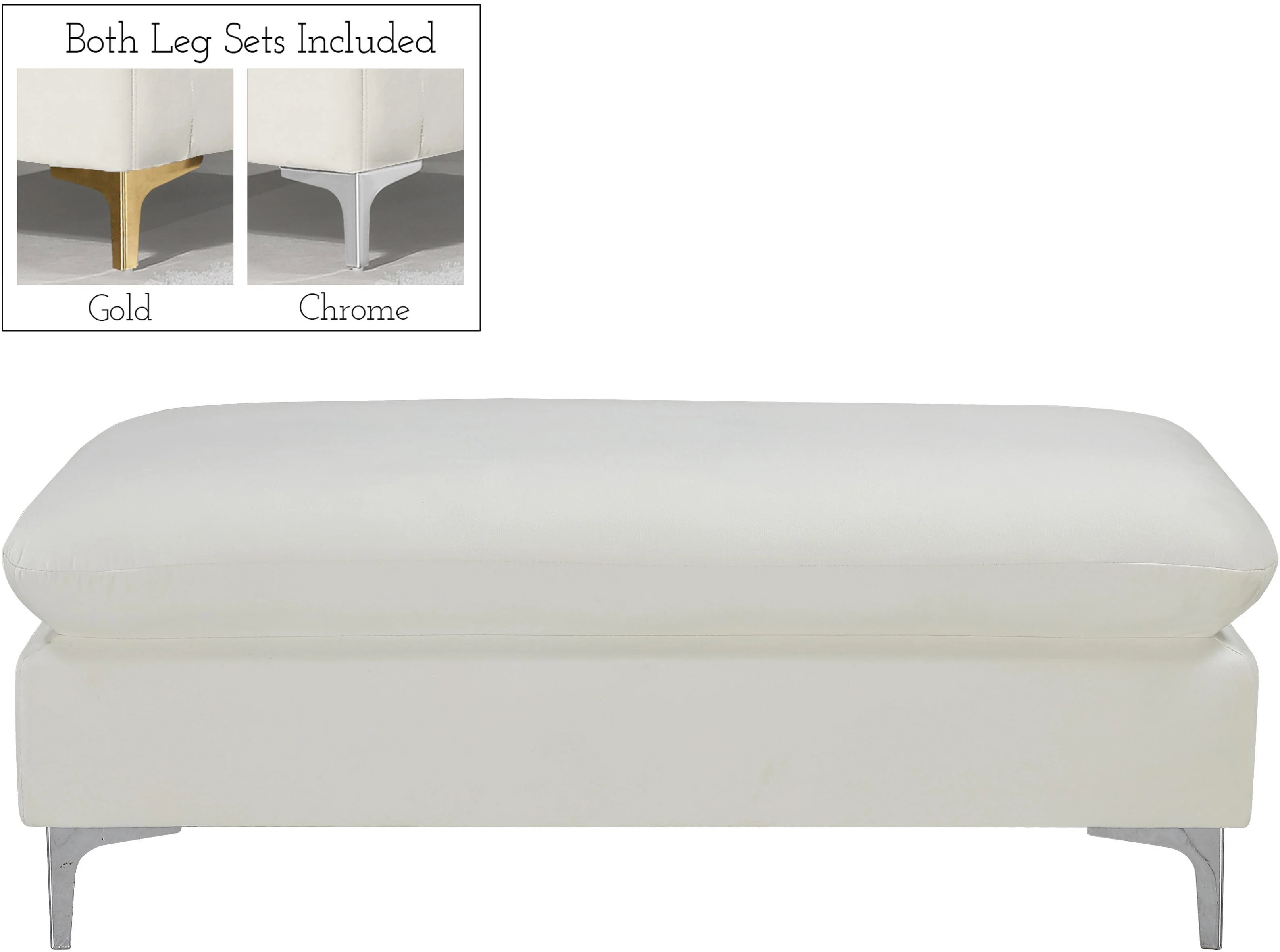 Naomi Cream Velvet Ottoman - Image 6