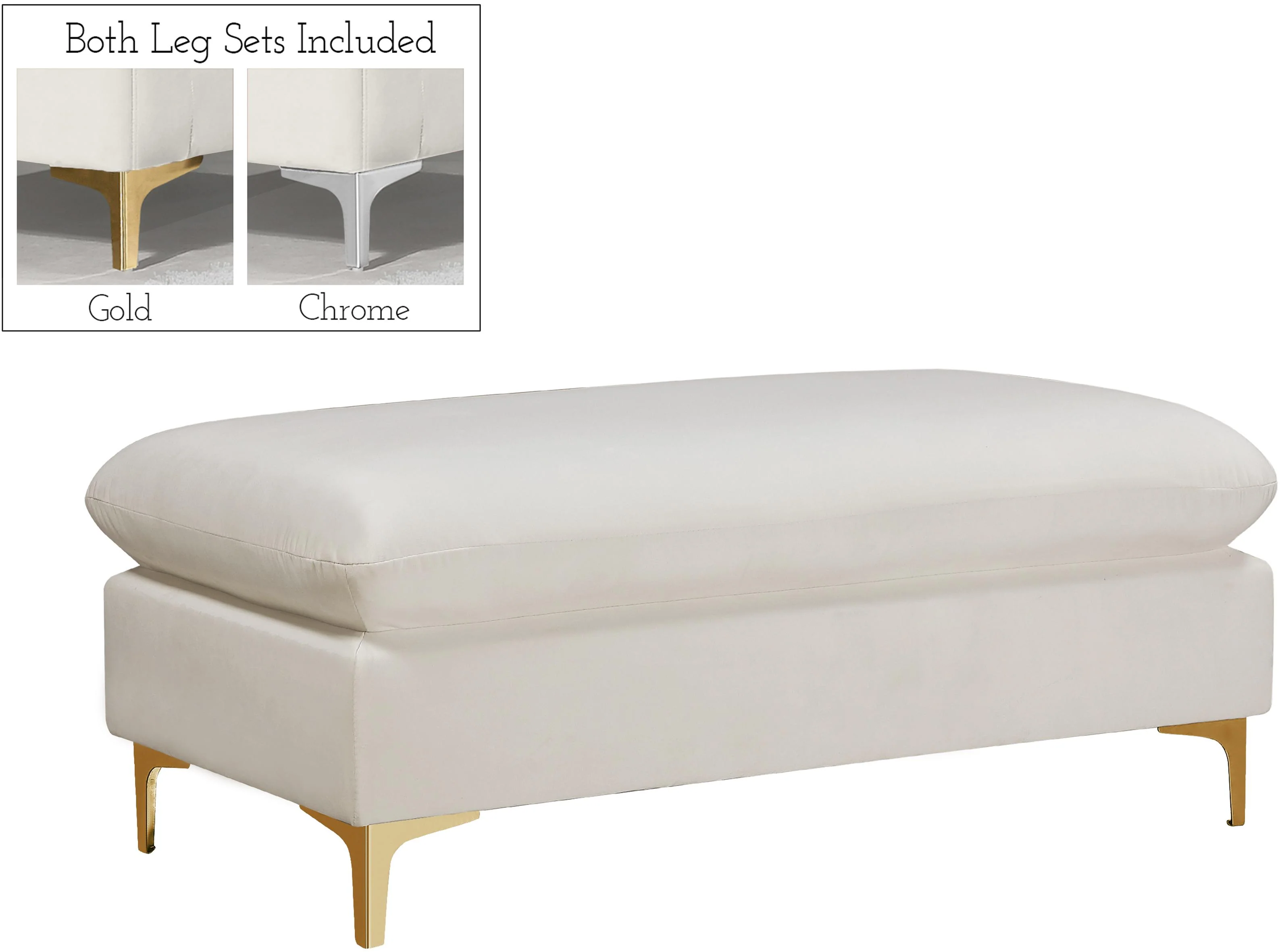 Naomi Cream Velvet Ottoman - Image 7
