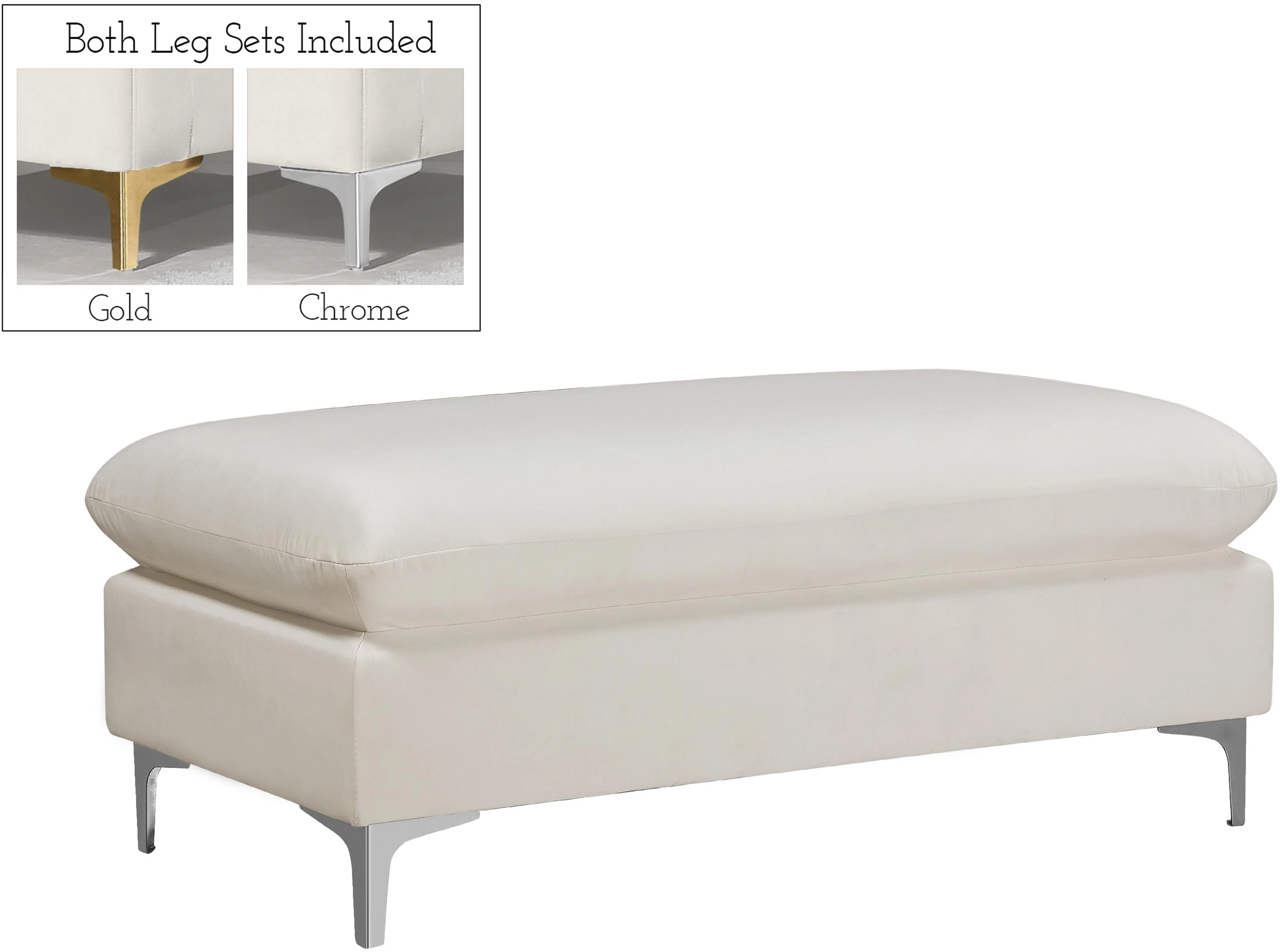 Naomi Cream Velvet Ottoman - Image 8