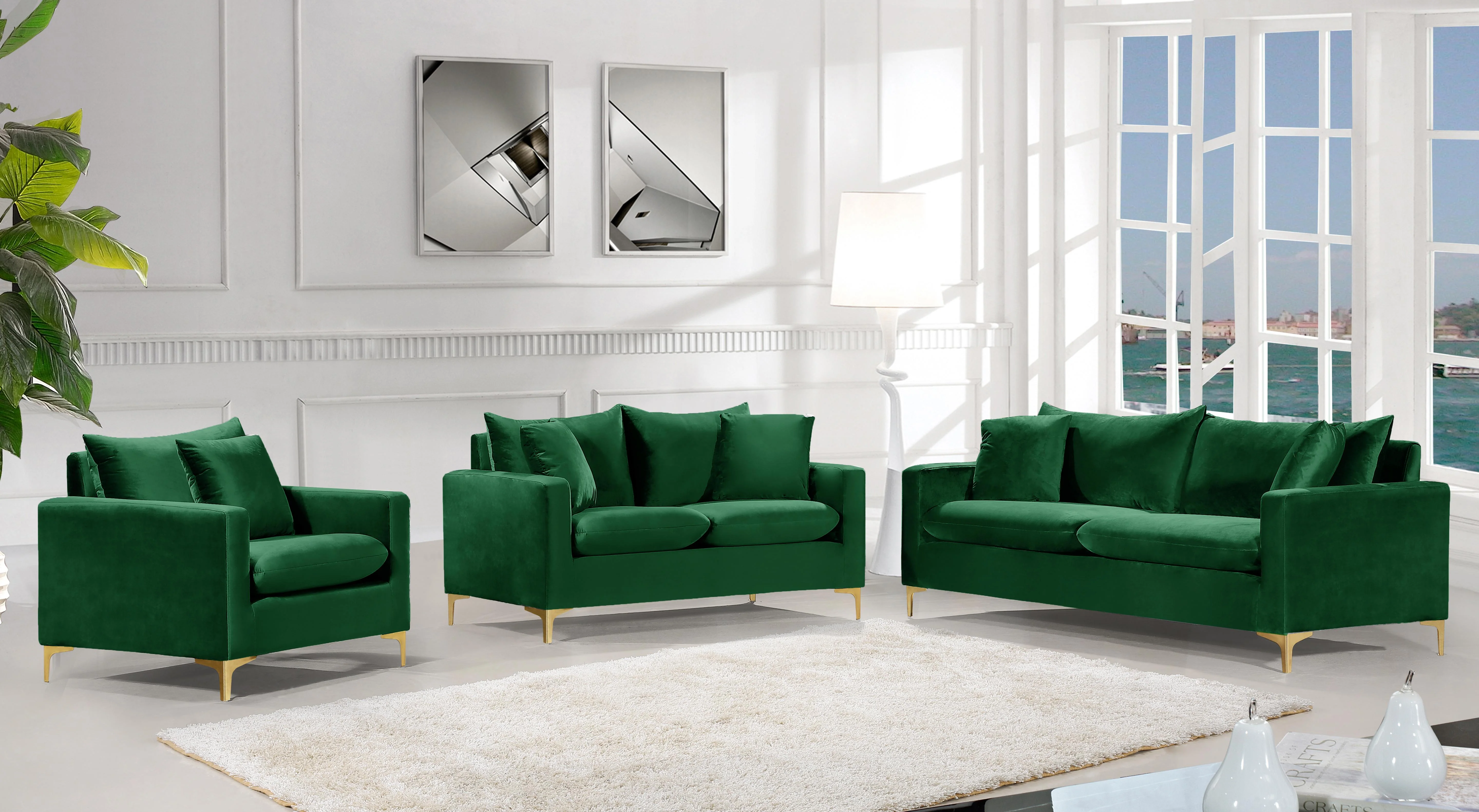 Naomi Green Velvet Loveseat - Image 5