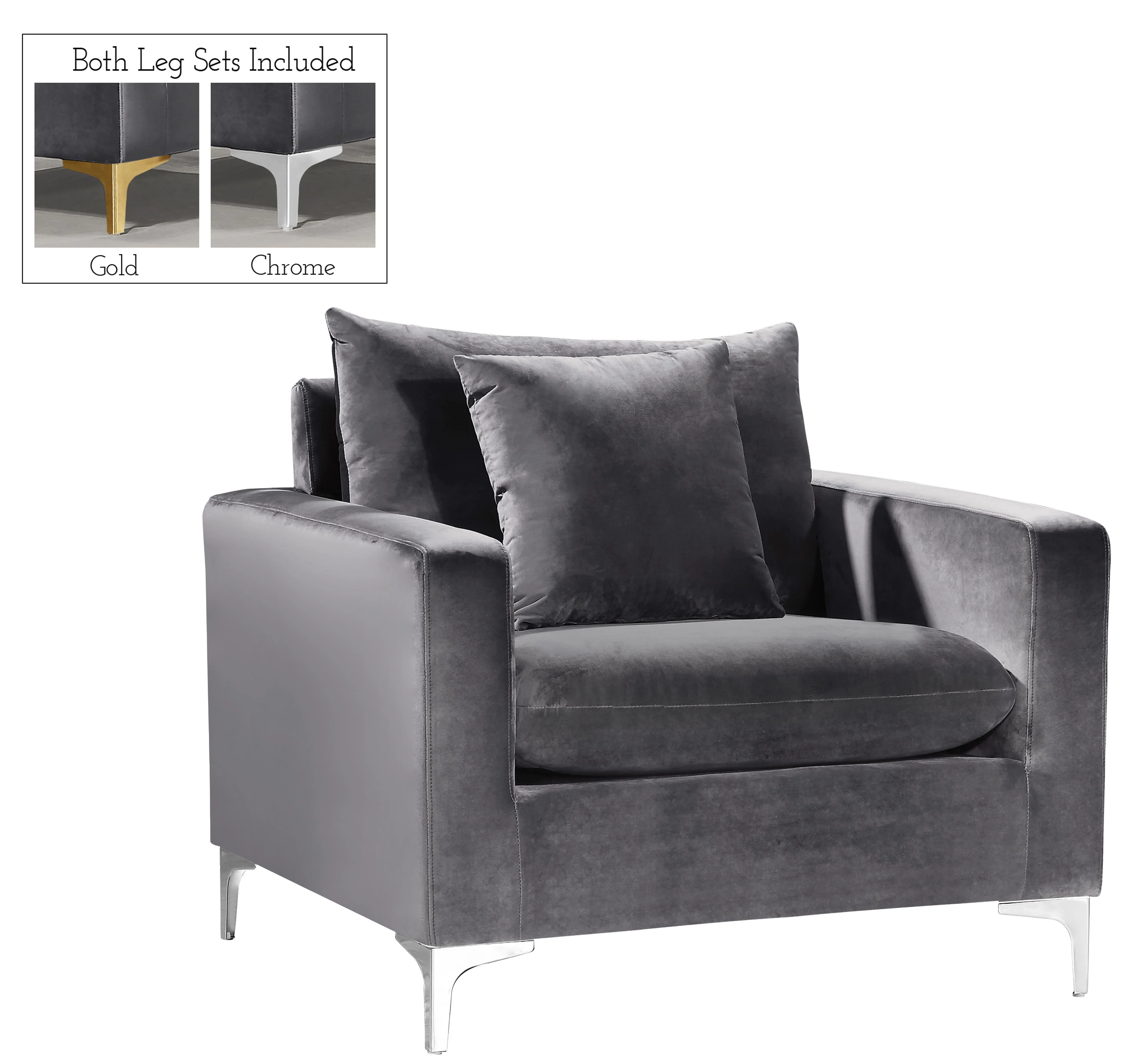 Naomi Grey Velvet Chair - Image 2