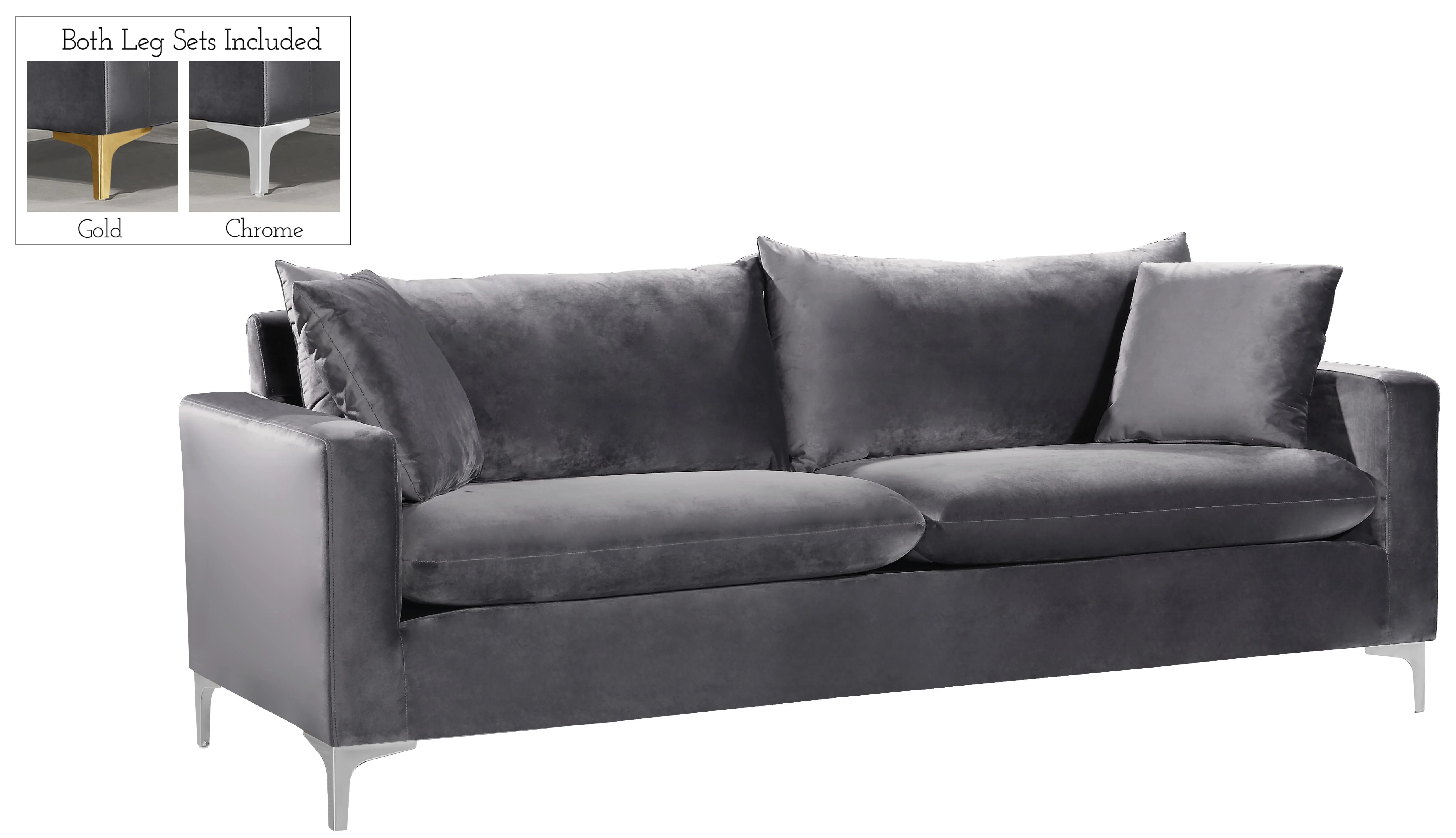Naomi Grey Velvet Sofa - Image 2