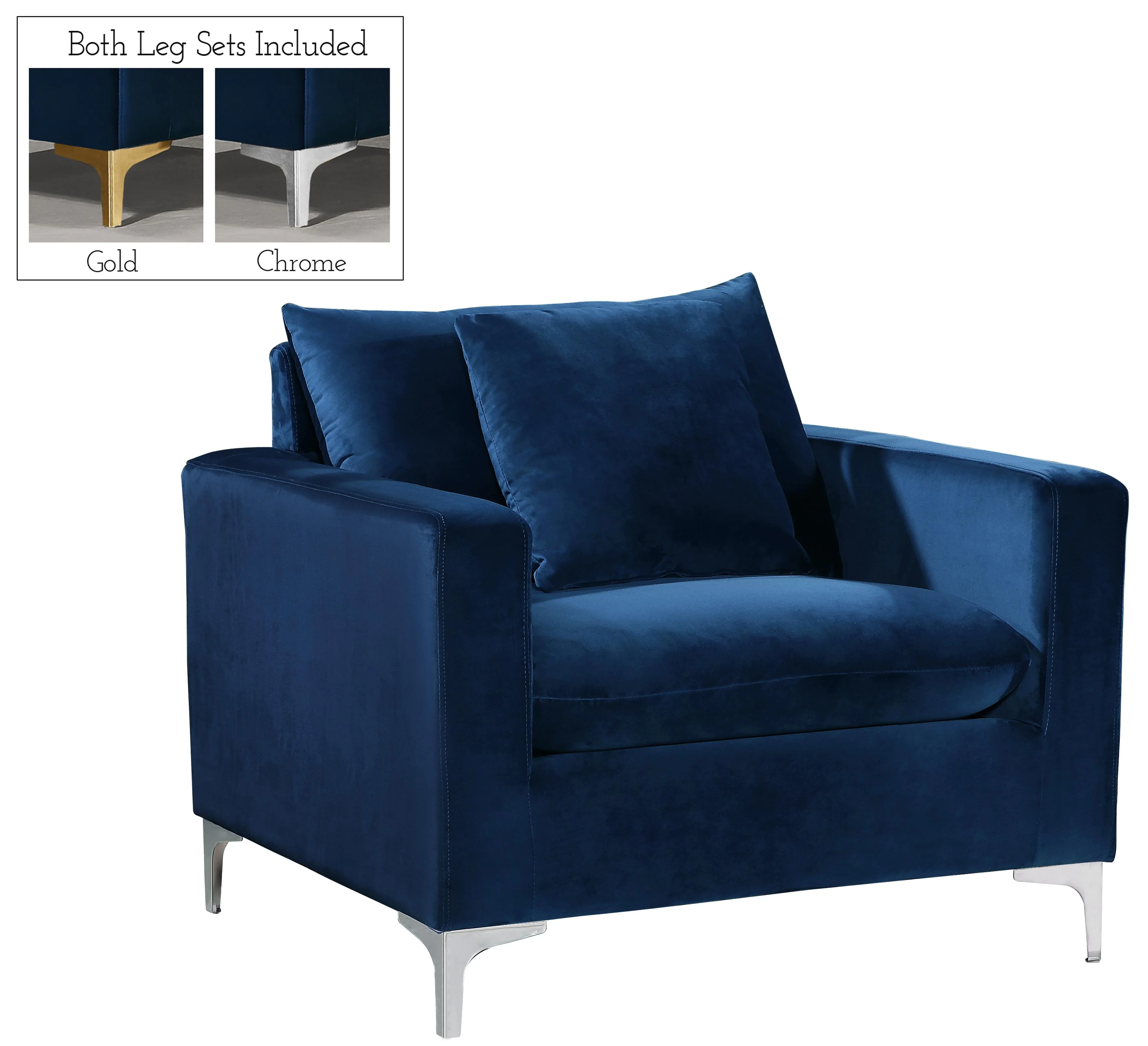 Naomi Navy Velvet Chair - Image 2