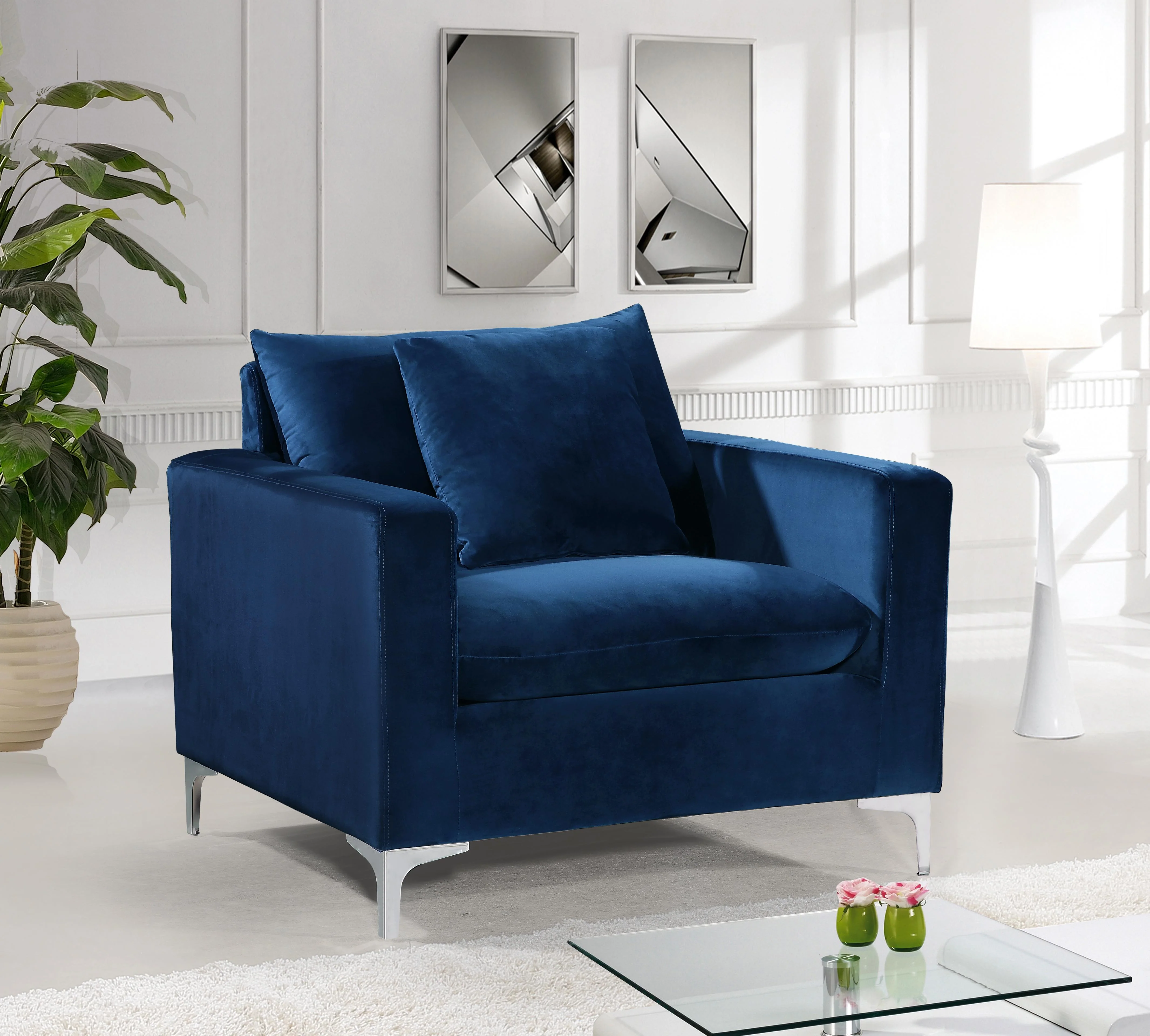 Naomi Navy Velvet Chair - Image 4