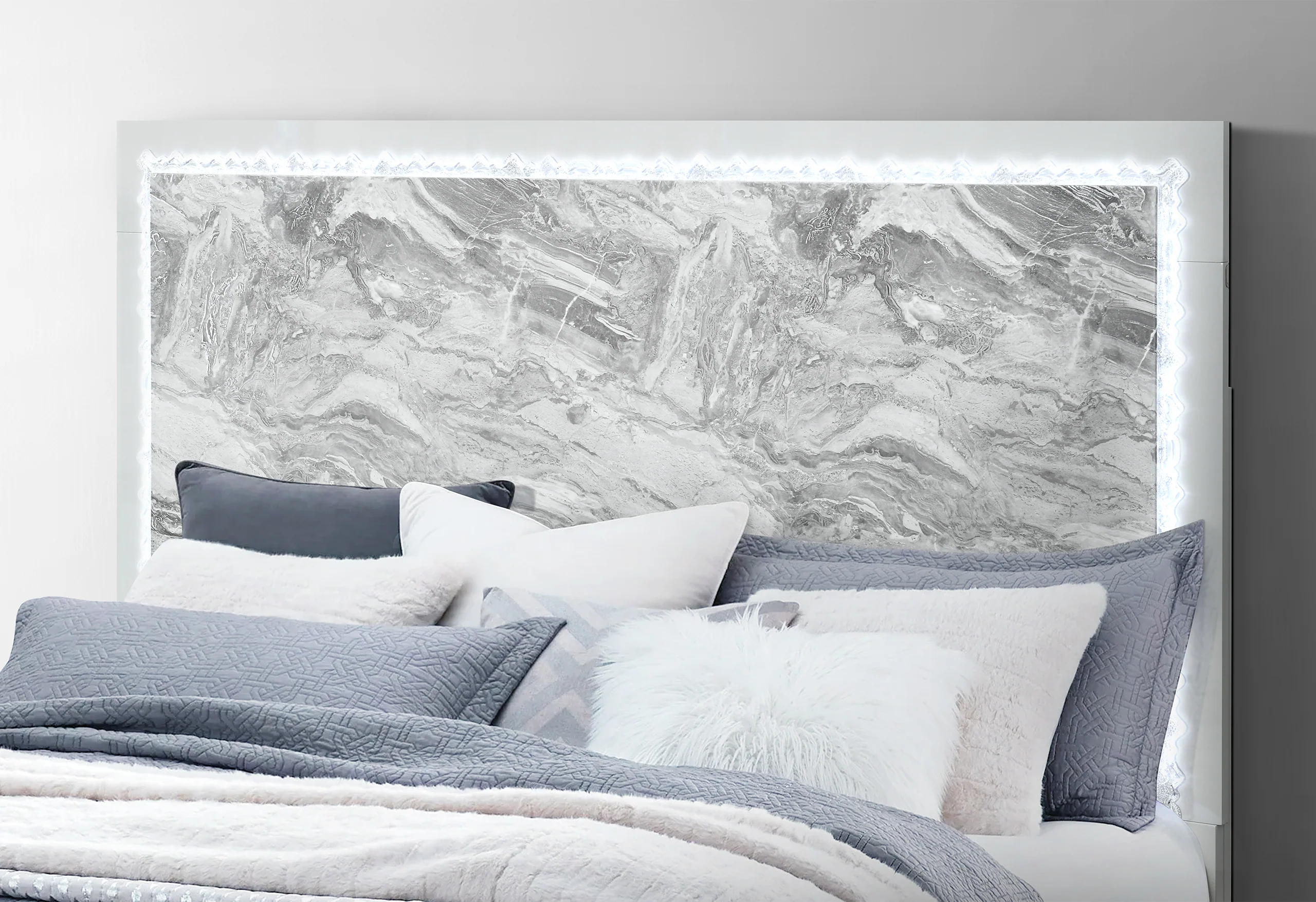 NAOMI SILVER MARBLE FULL BED GROUP - Image 2