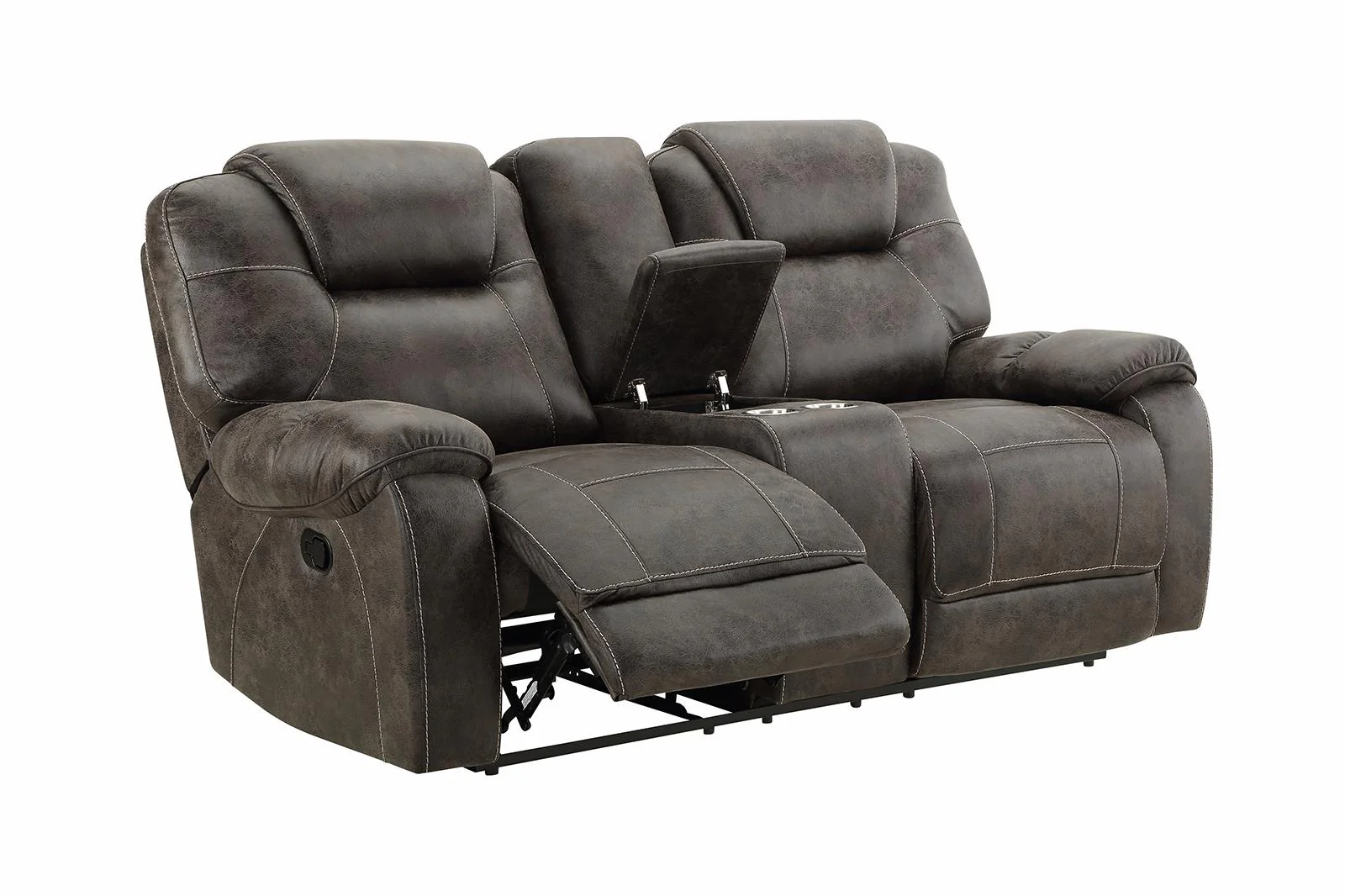 New Classic Furniture Anton Dual Recliner Console Loveseat in Chocolate - Image 3