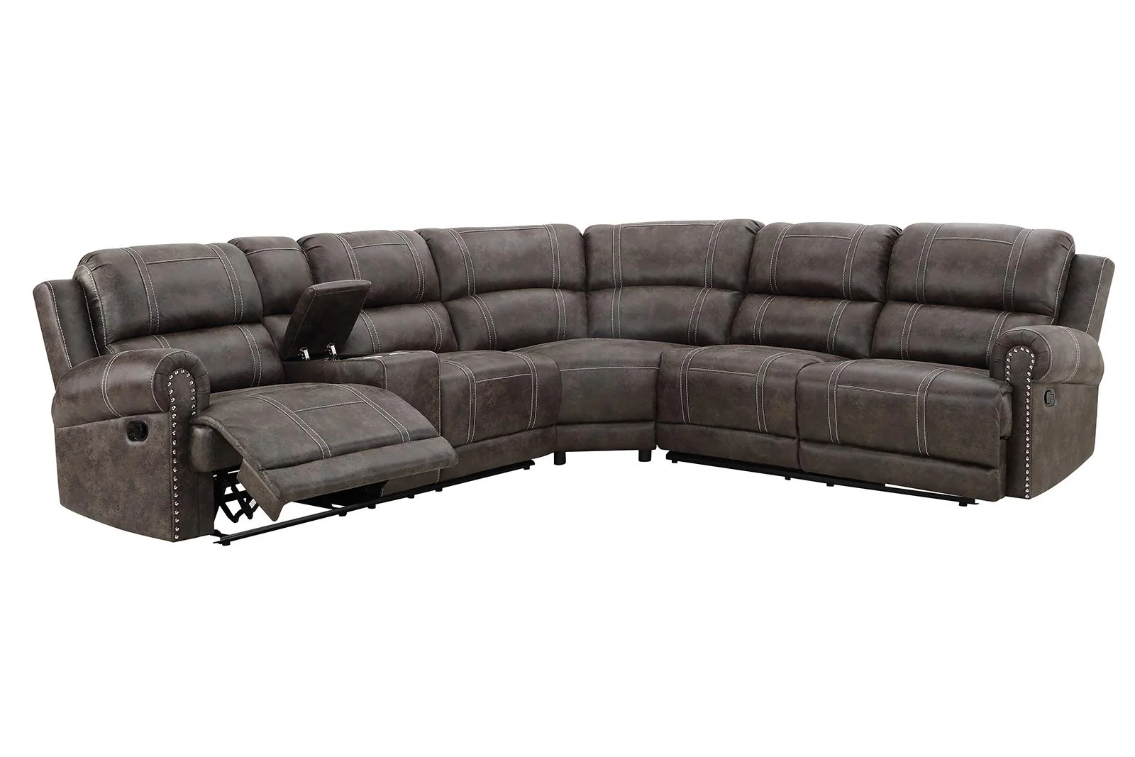 New Classic Furniture Calhoun 3pc Reclining Sectional in Walnut - Image 3