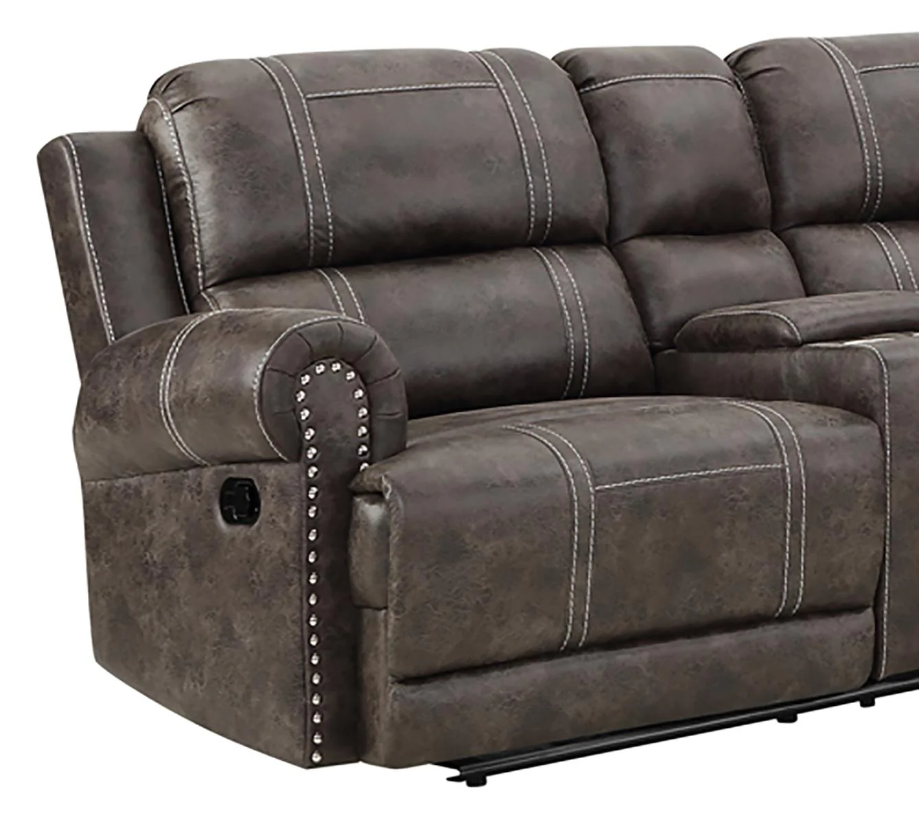 New Classic Furniture Calhoun 3pc Reclining Sectional in Walnut - Image 4