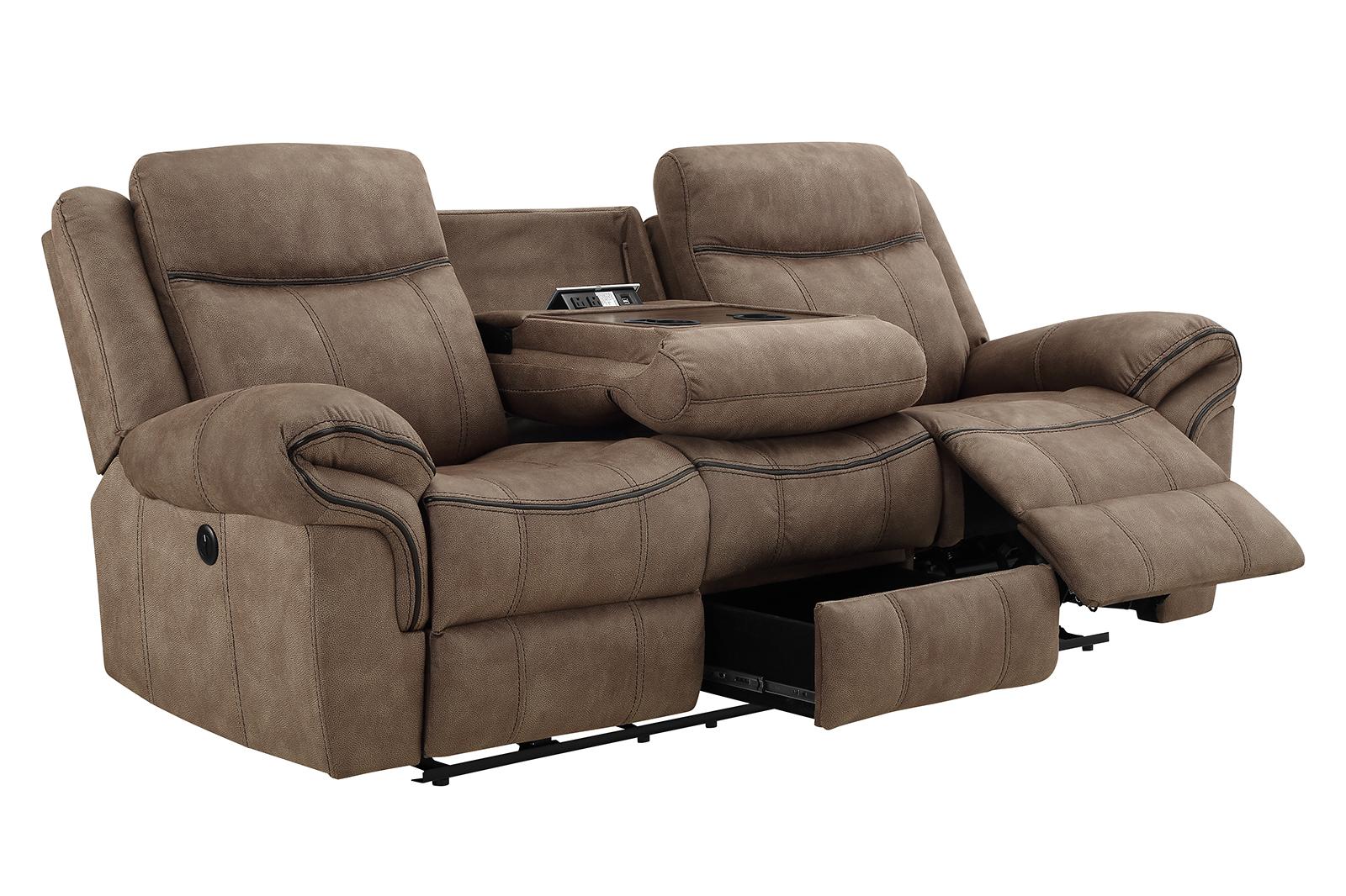 New Classic Furniture Harley Sofa with Power Footrest in Light Brown - Image 3