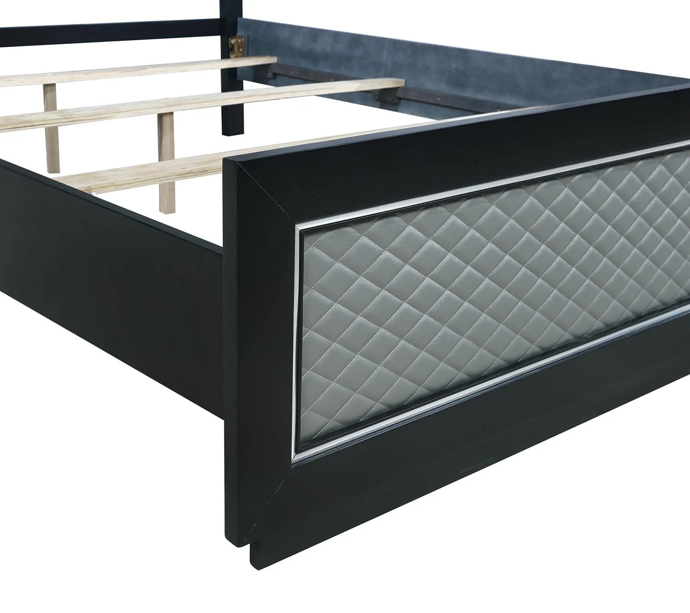 New Classic Furniture Luxor California King Panel Bed in Black/Silver - Image 4