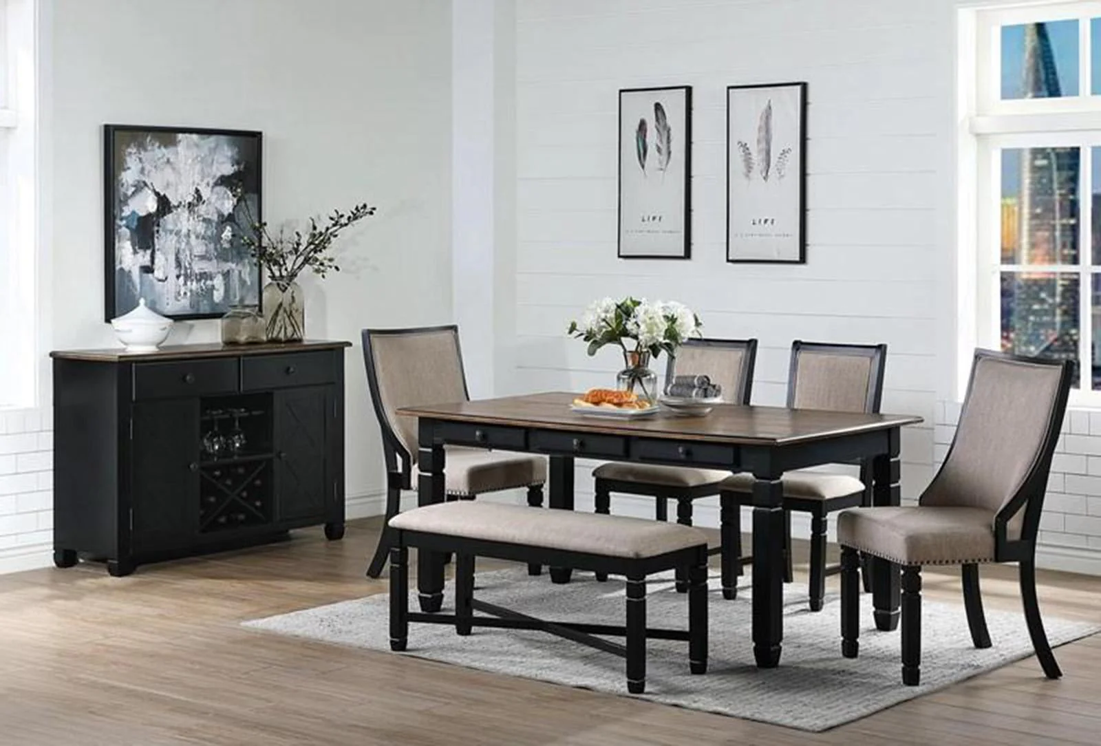 New Classic Furniture Prairie Point Dining Bench in Black - Image 2