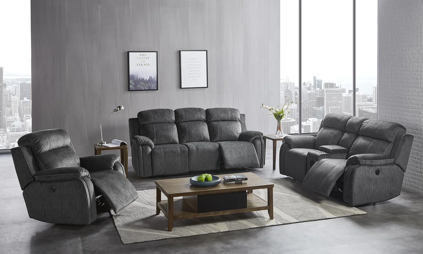 New Classic Furniture Tango Dual Recliner Sofa in Shadow - Image 4